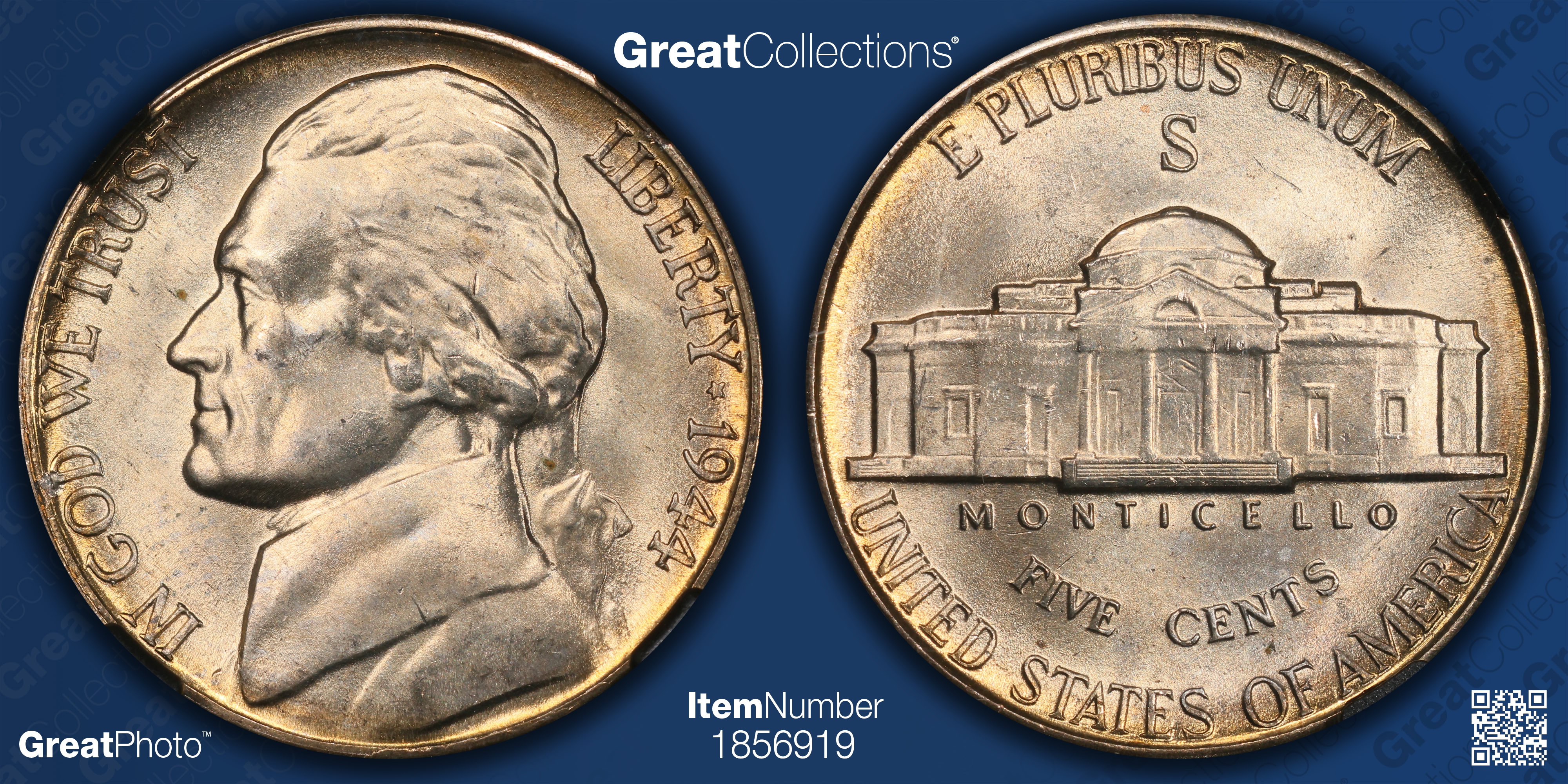 1944-S Jefferson Nickel NGC MS-66 5FS (Black Retro Holder