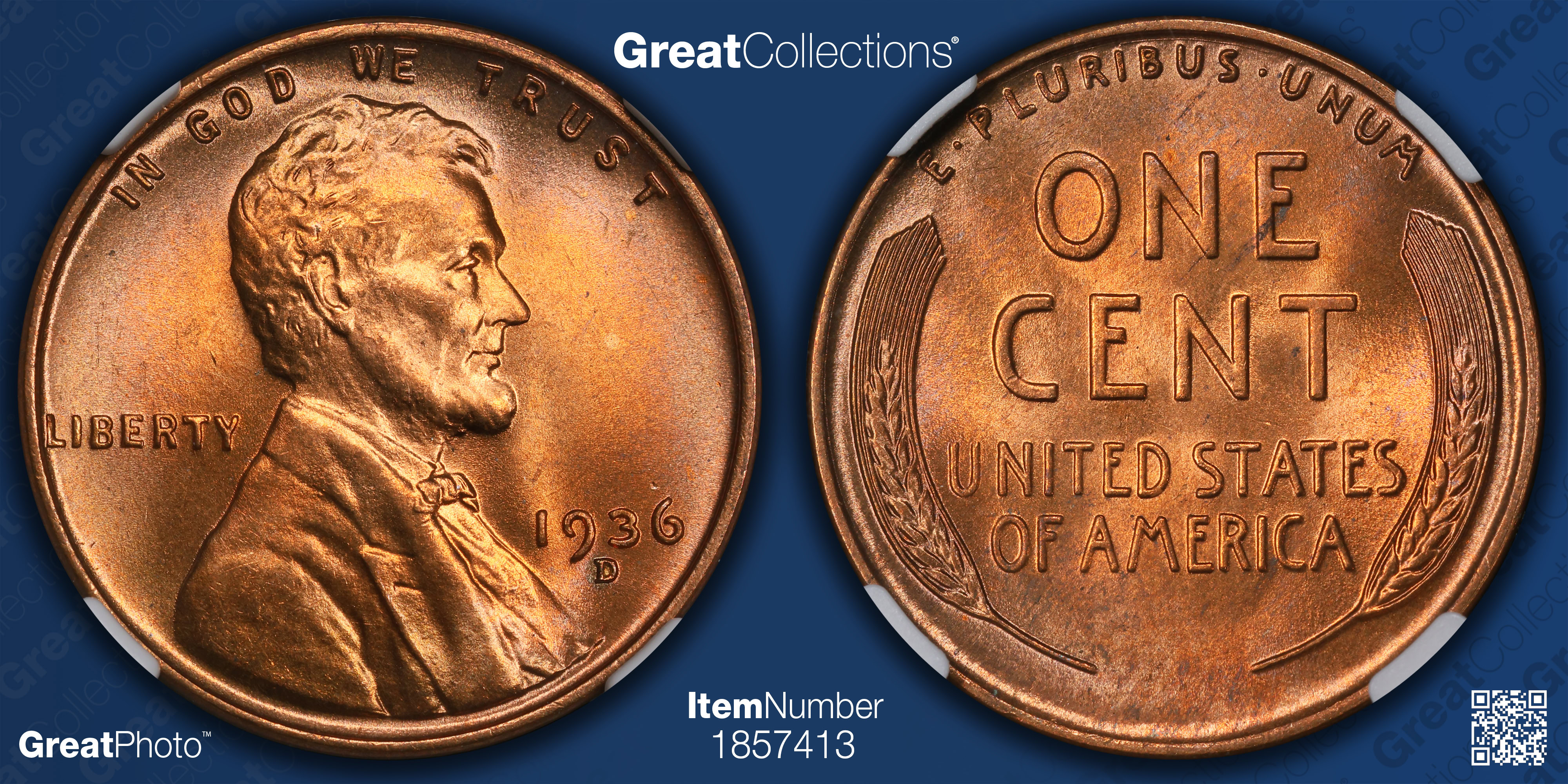 1936-D Lincoln Cent NGC MS-67 RD (Item 1857413) | GreatCollections Coin ...
