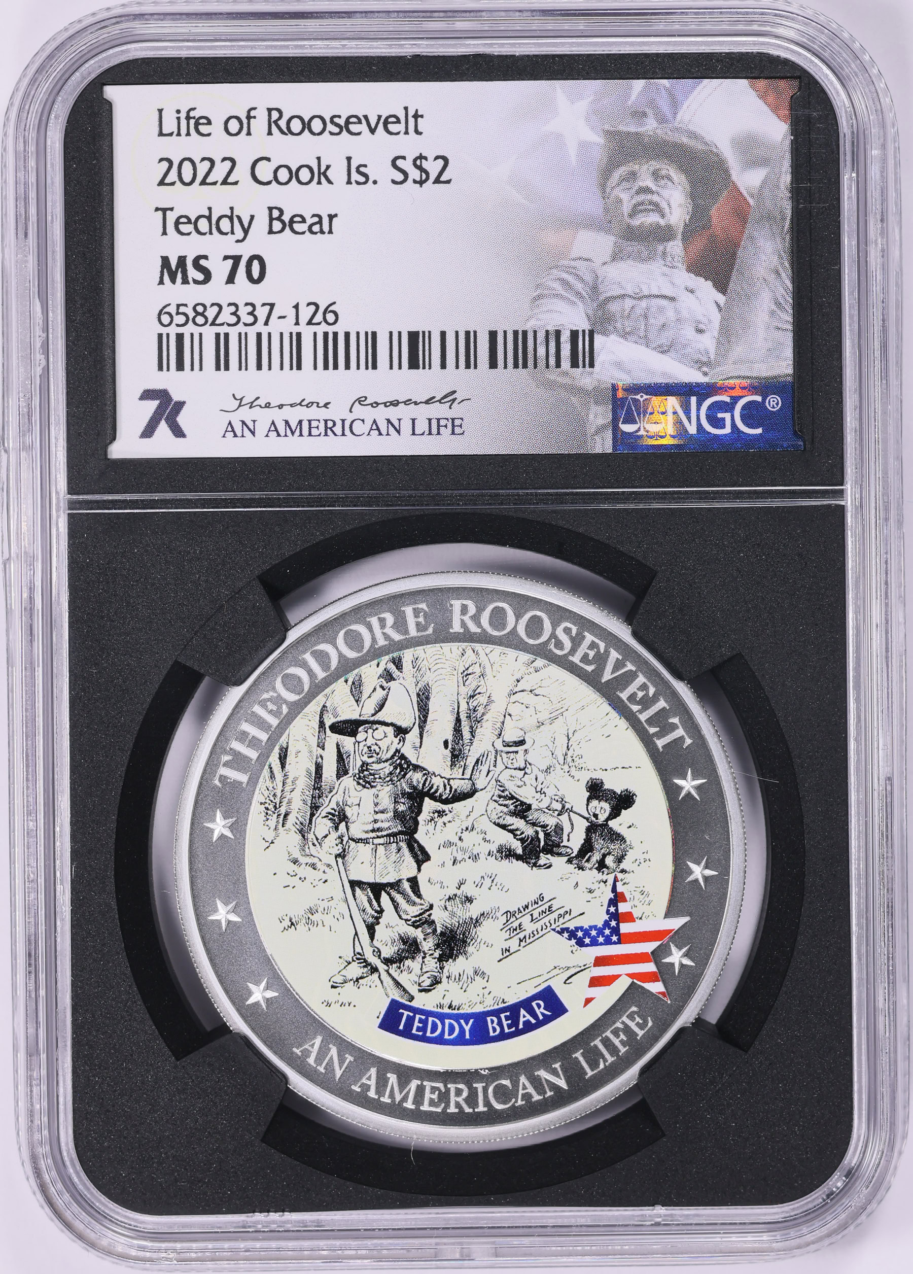 Cook Islands 2022 Silver $2 Life of Roosevelt Teddy Bear NGC MS-70