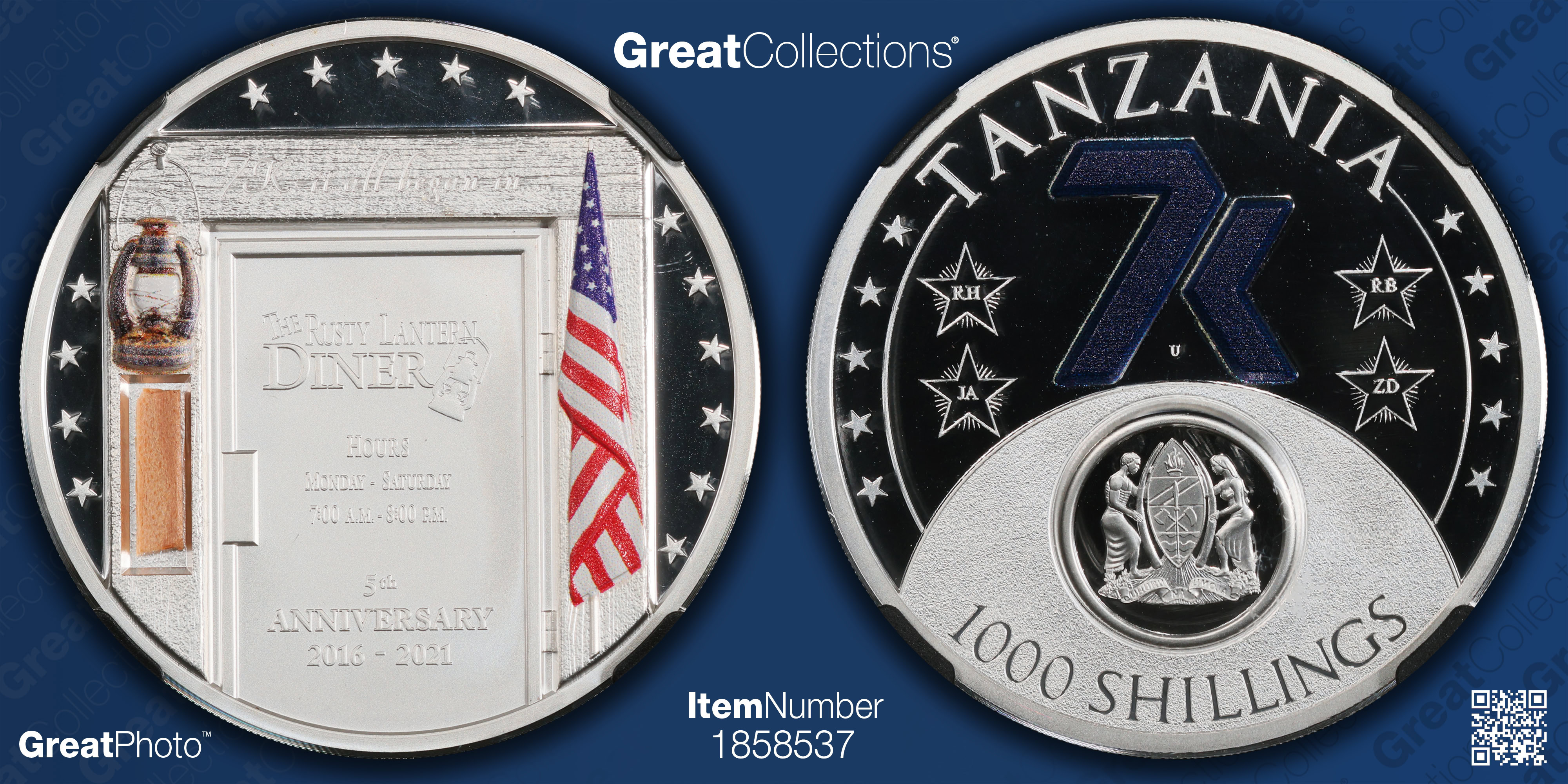 Tanzania 2021 Silver 1000 Shillings The Rusty Lantern Diner NGC Proof ...
