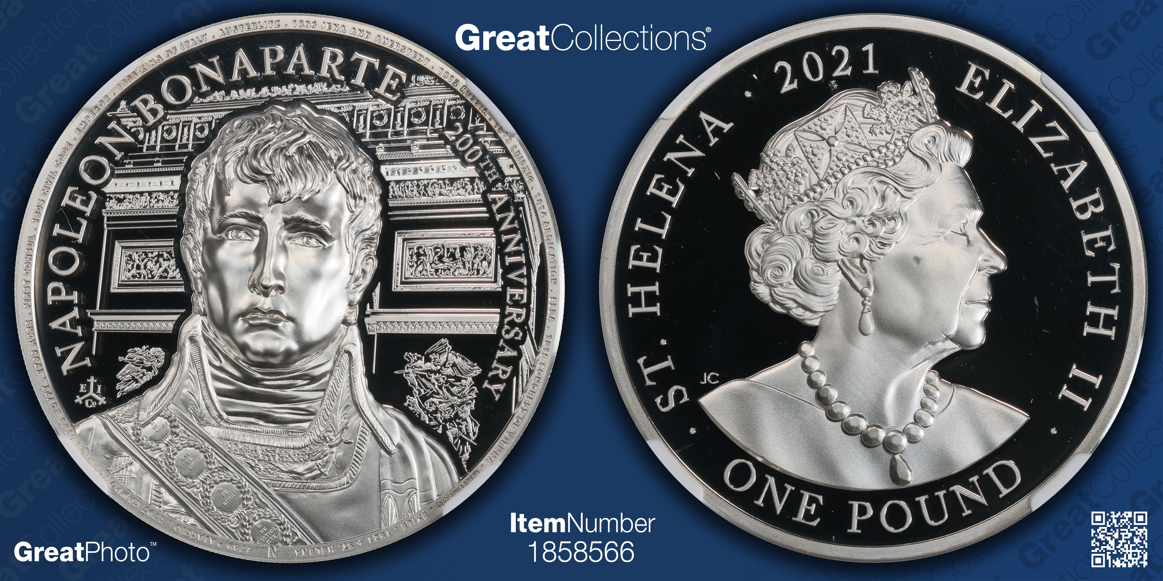 St. Helena 2021 Silver £1 Napoleon 200th Anniversary Bonaparte 1oz