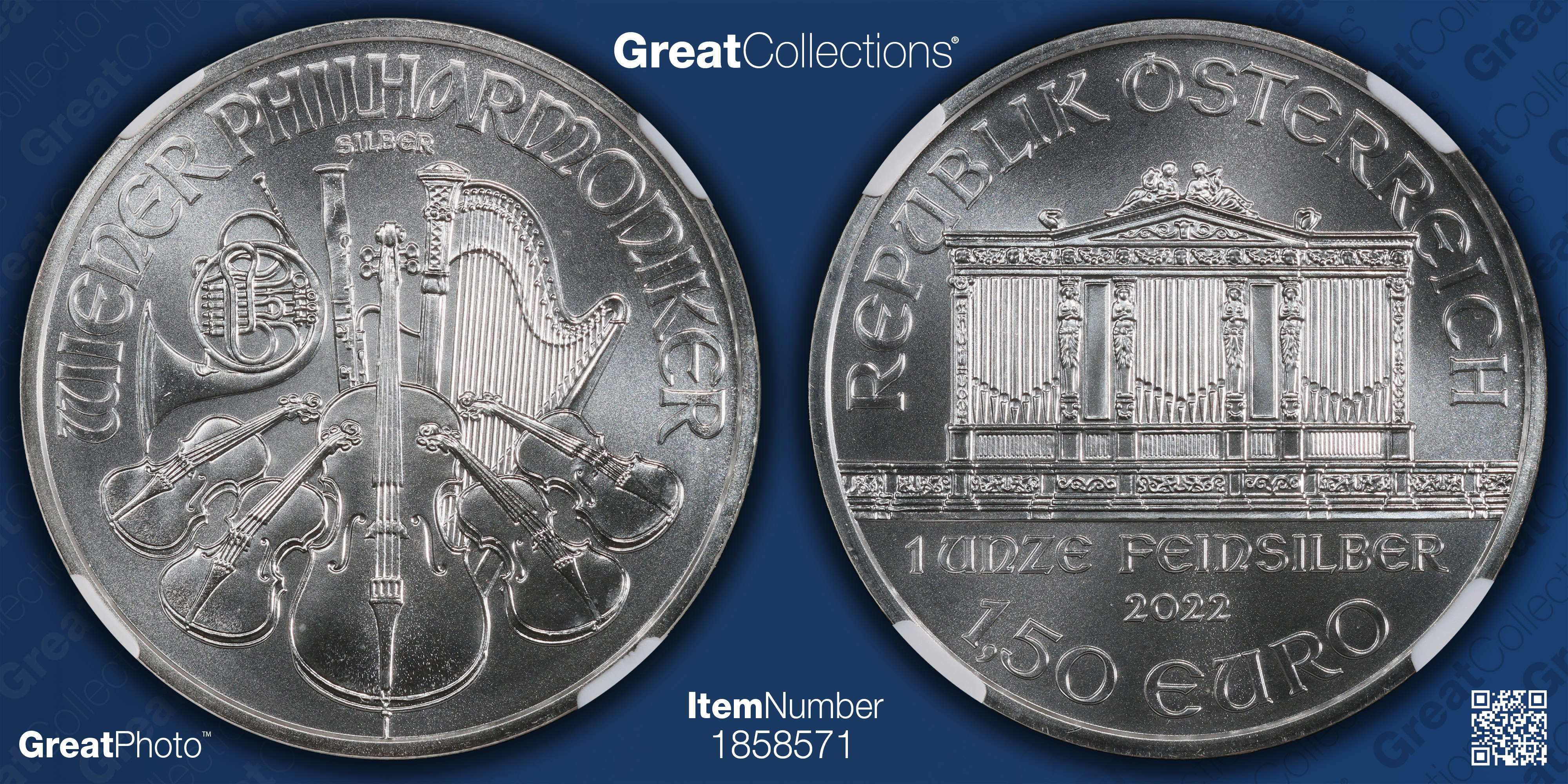 Austrian States 2022 Silver €1 1/2 Vienna Philharmonic KM-3159 NGC