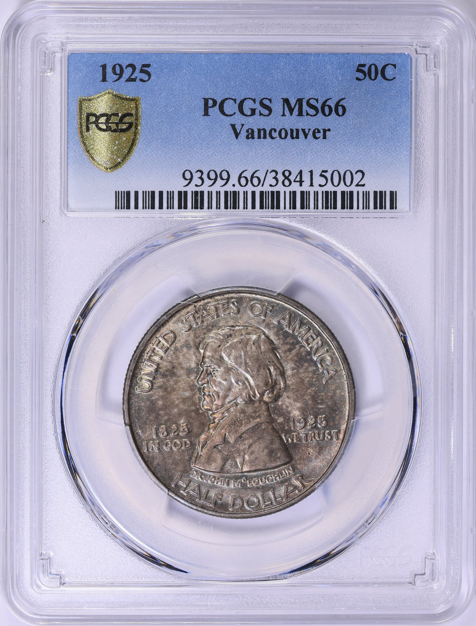 1925 Fort Vancouver Centennial Half Dollar PCGS MS-66 (Toned