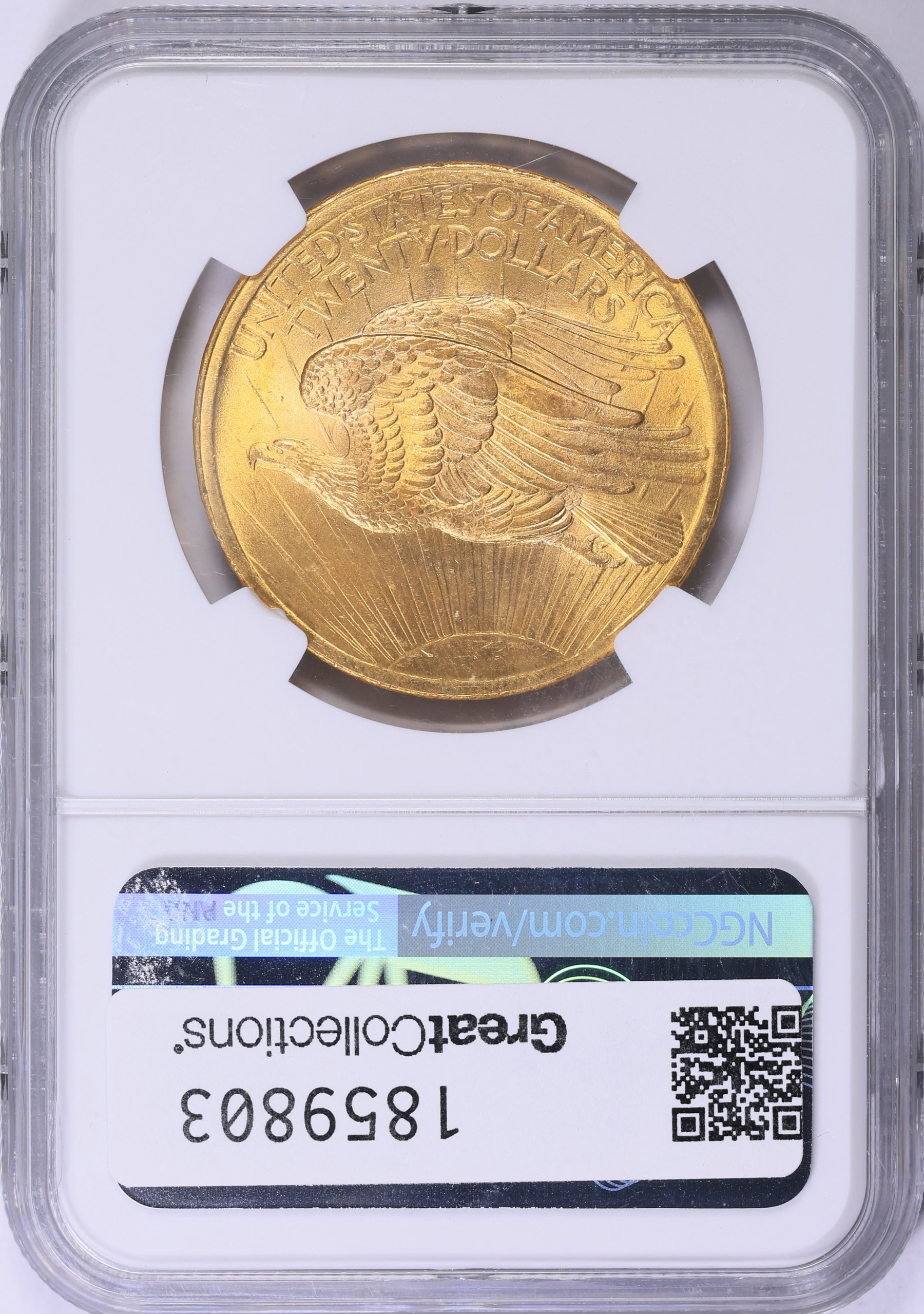 1907 Saint-Gaudens Gold Double Eagle Arabic Numerals NGC MS-66