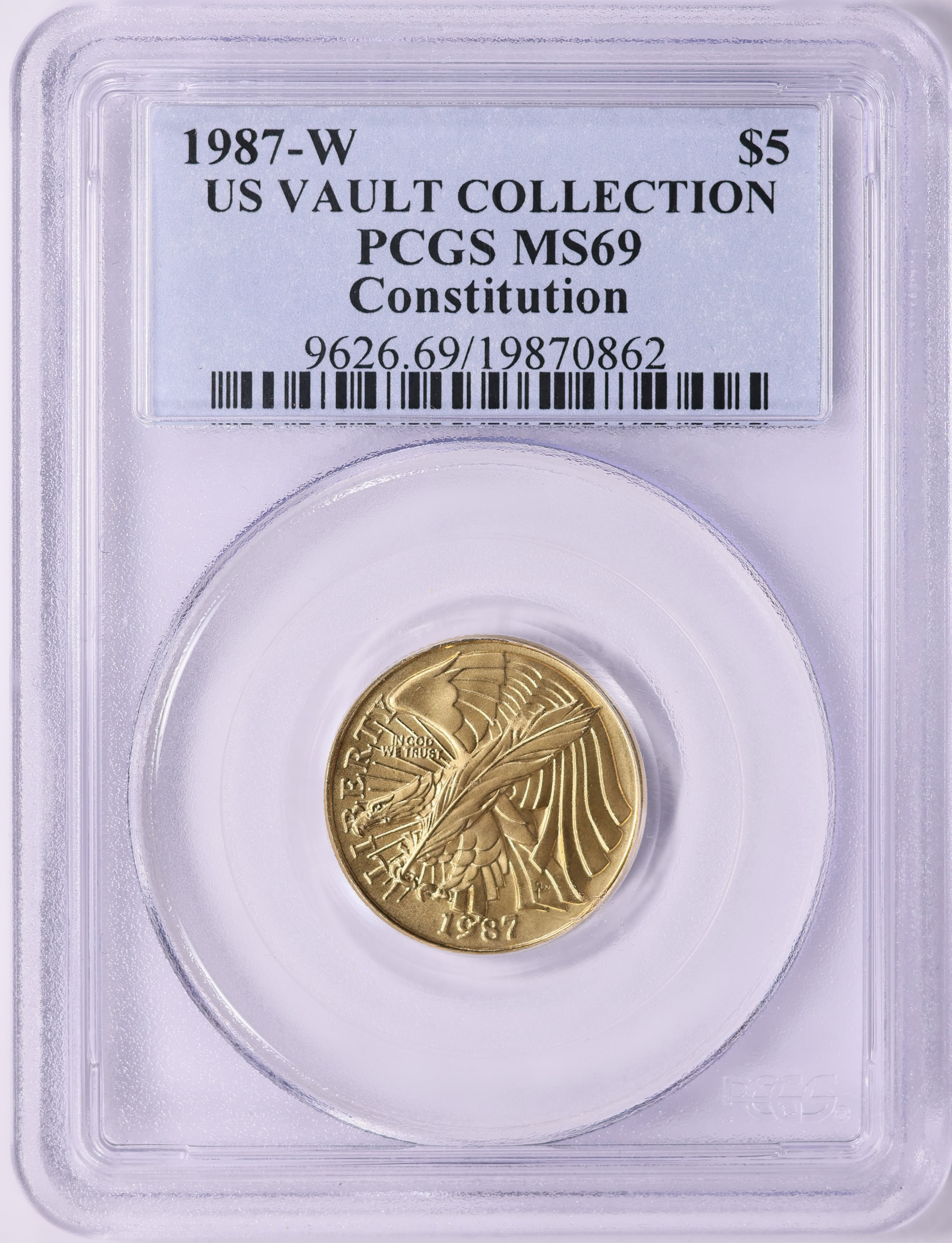 1987-W U.S. Constitution Bicentennial Gold $5 PCGS MS-69 (US Vault