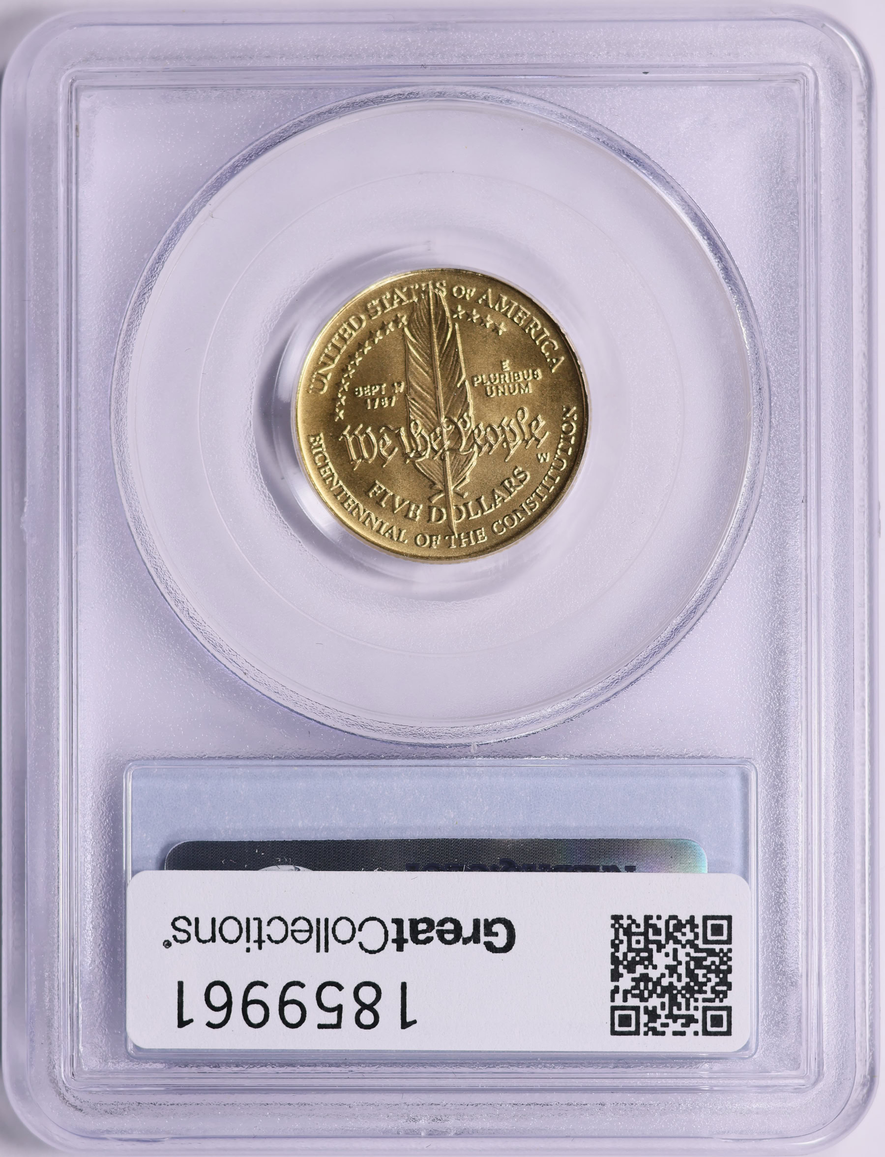 1987-W U.S. Constitution Bicentennial Gold $5 PCGS MS-69 (US Vault