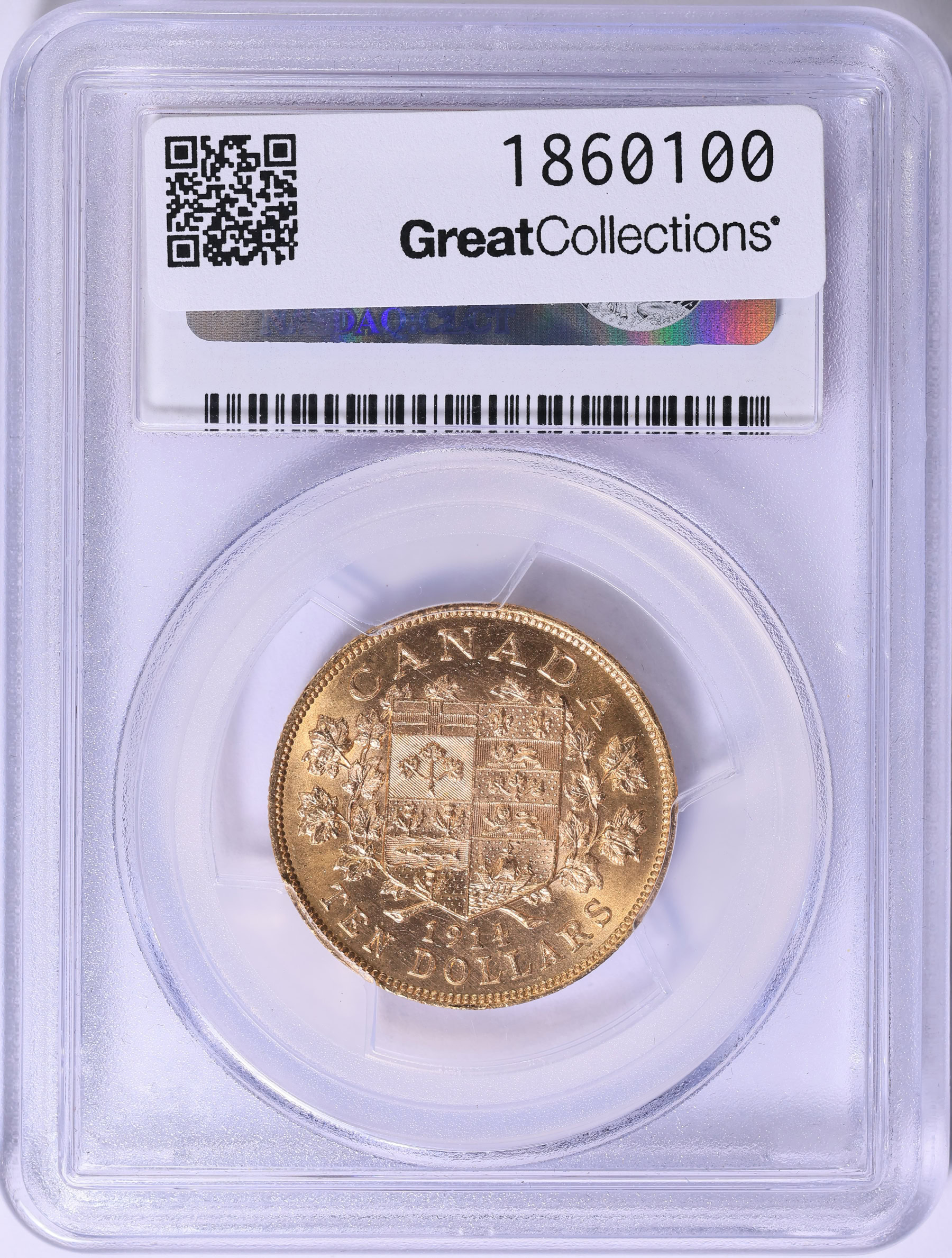 Canada 1914 Gold $10 KGV KM-27 PCGS MS-64 (AGW = 0.4838 Oz.) (Canadian ...