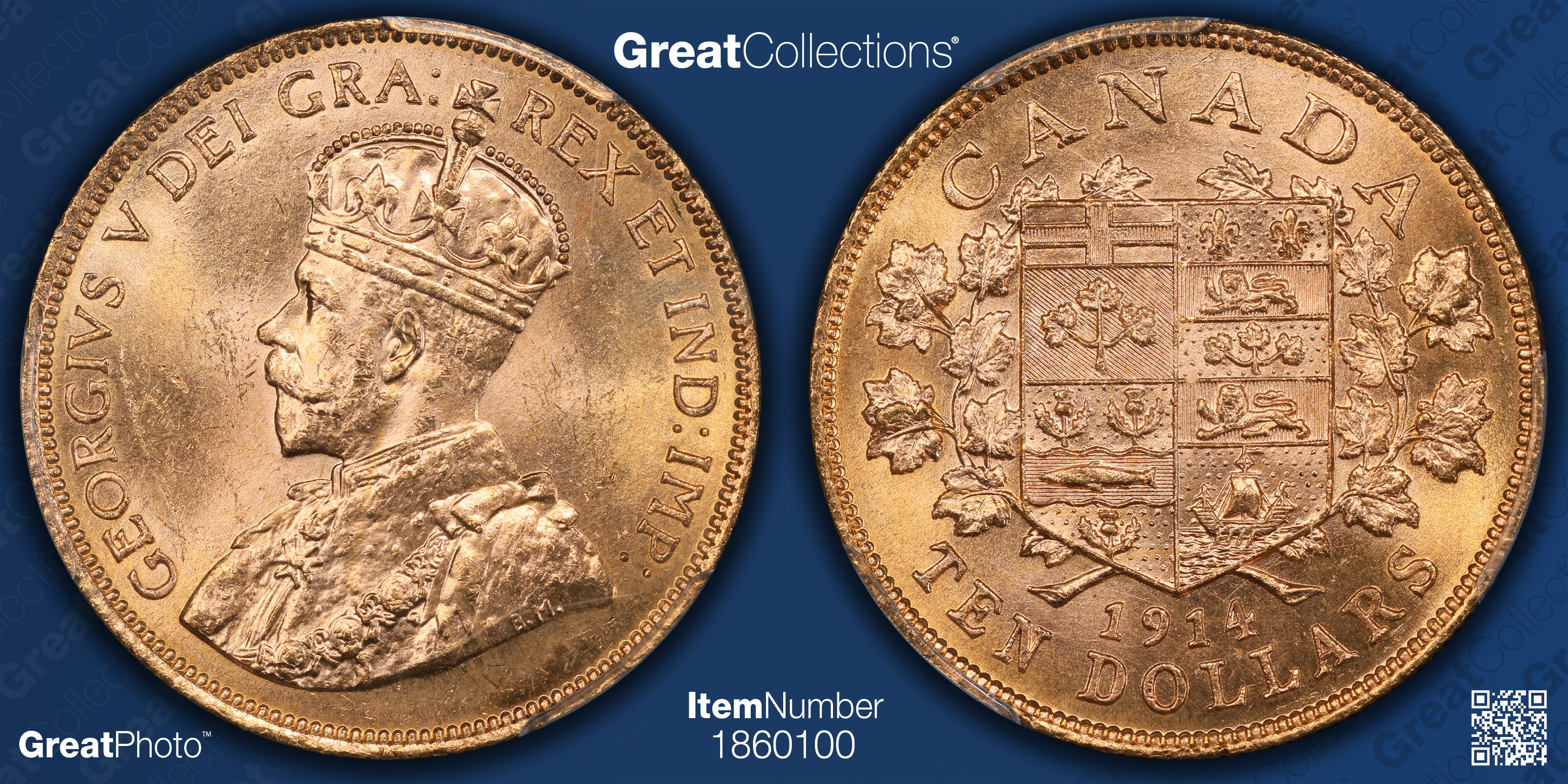 Canada 1914 Gold $10 KGV KM-27 PCGS MS-64 (AGW = 0.4838 Oz.) (Canadian ...