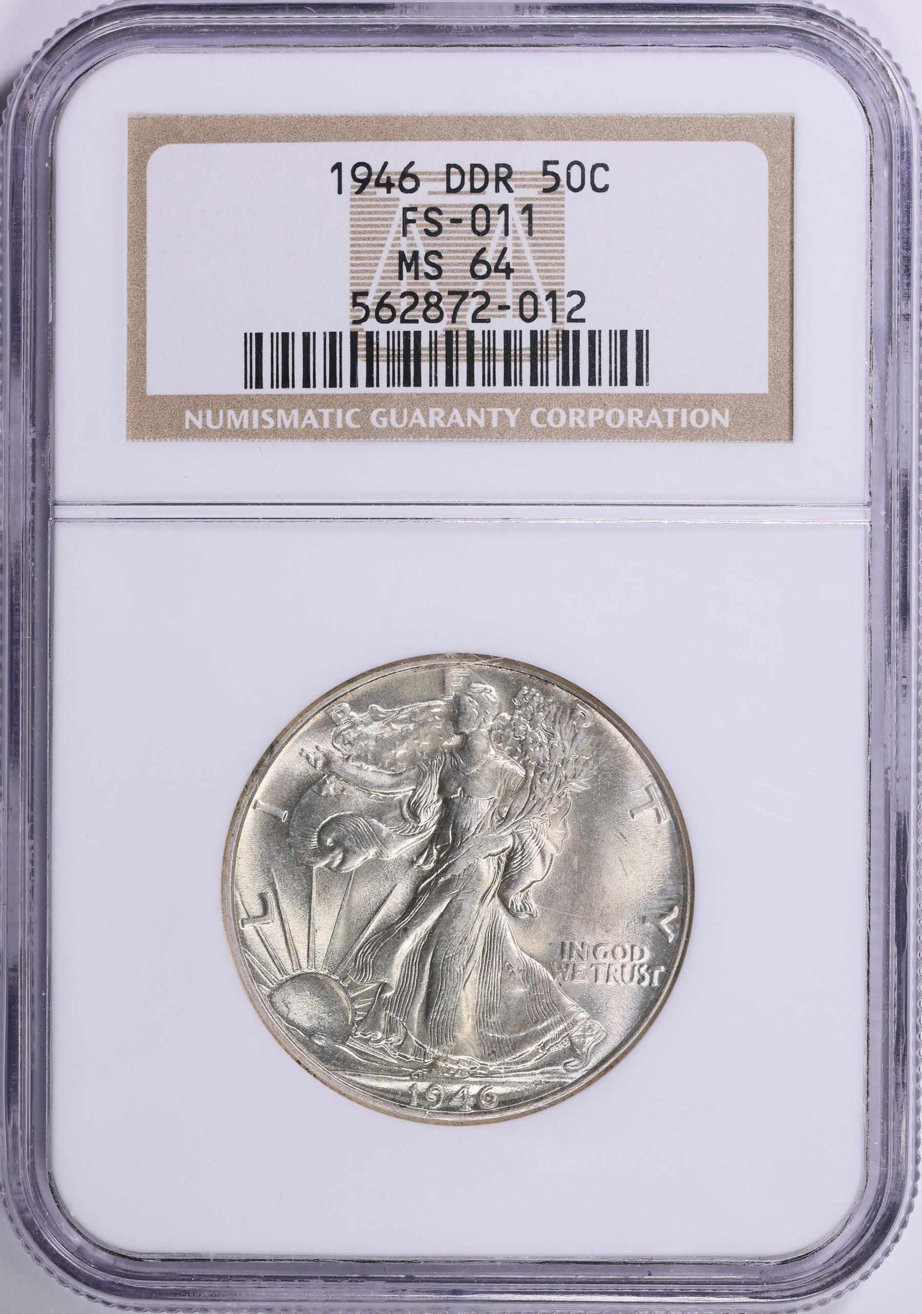 1946 Walking Liberty Half Dollar Doubled Die Reverse FS-011 NGC MS