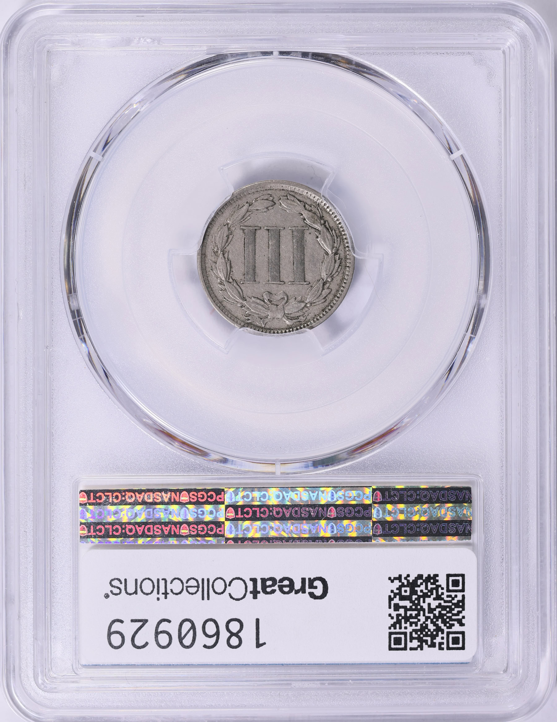 1865 Nickel Three-Cent Piece Misplaced Date FS-301 (001) PCGS VF