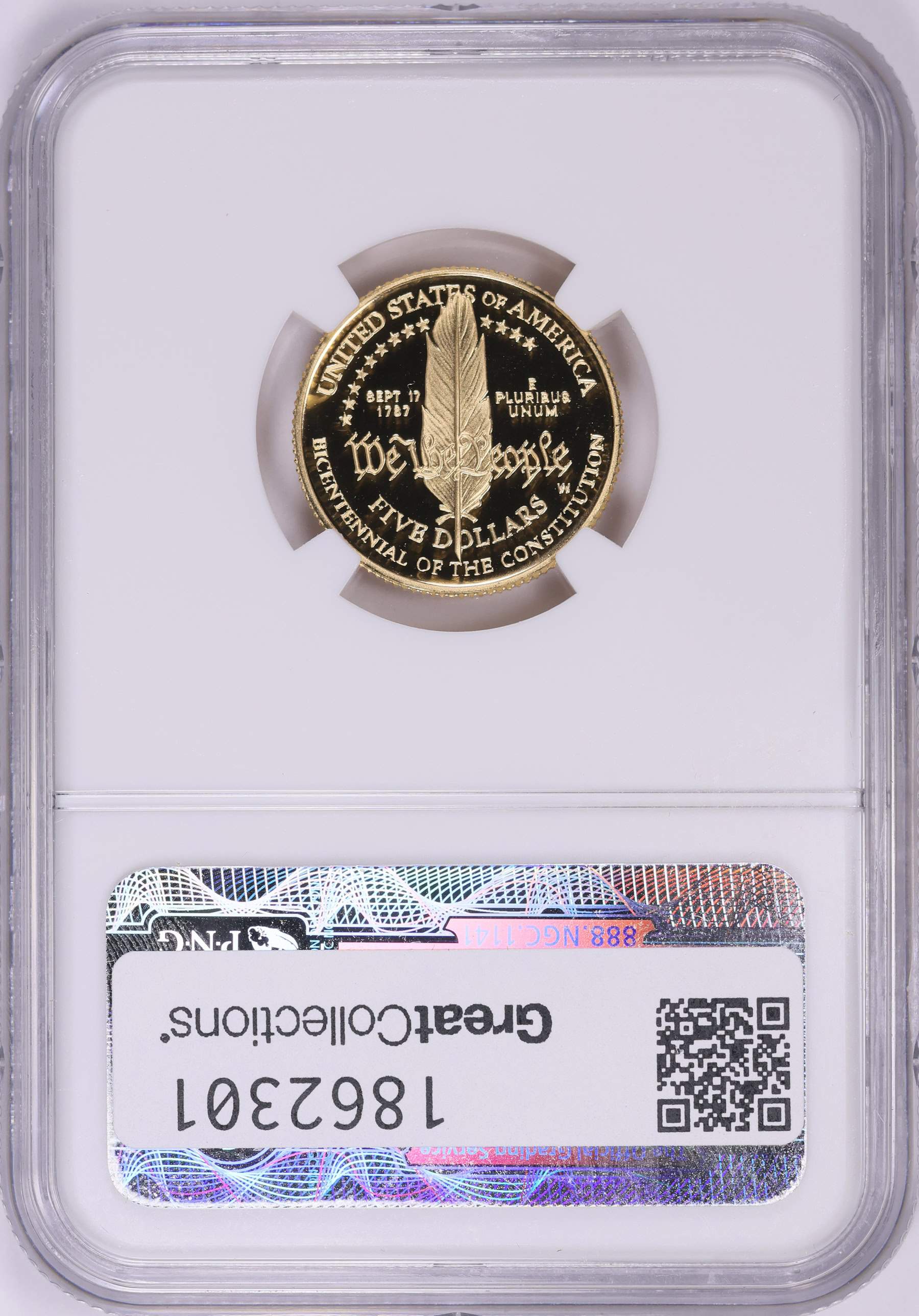 1987-W U.S. Constitution Bicentennial Gold $5 NGC Proof-70 UC (Item ...