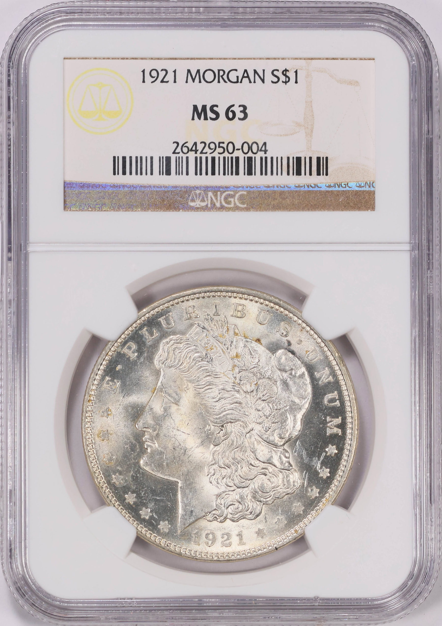 1921 Morgan Silver Dollar NGC MS-63 (Item 1862732) | GreatCollections ...