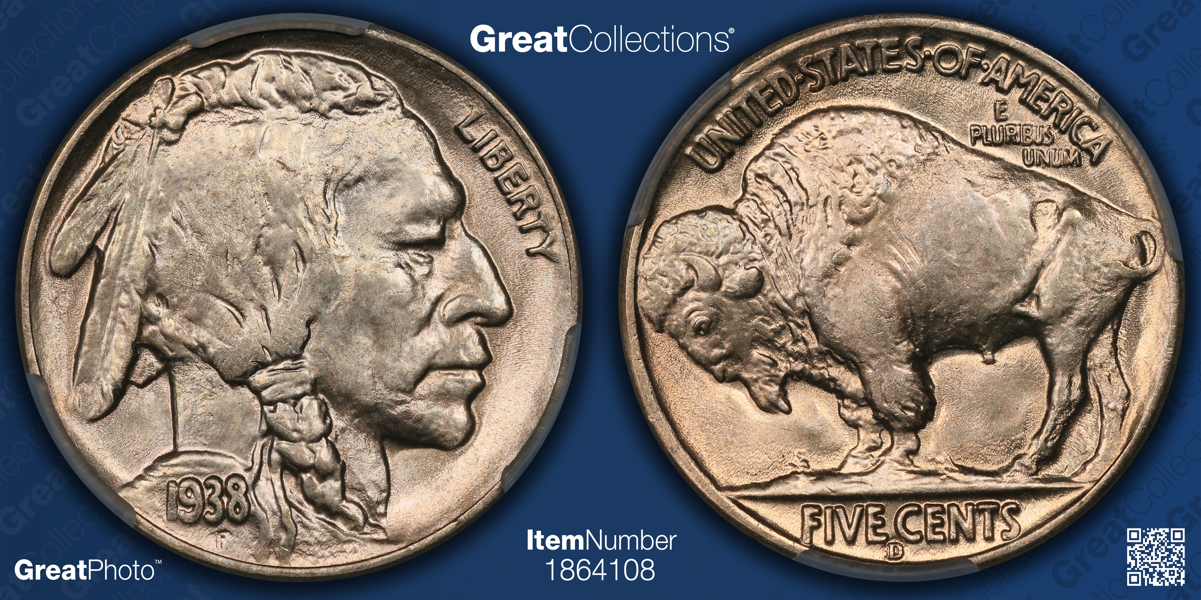1938-D/D Buffalo Nickel CACG MS-65 (Item 1864108) | GreatCollections ...