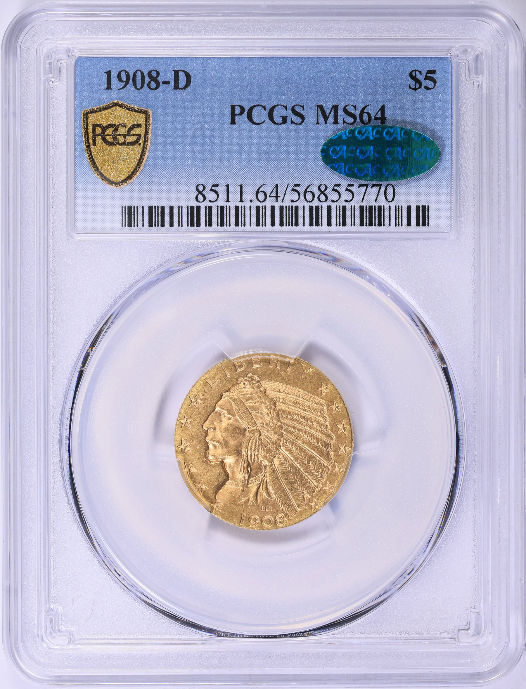 1908-D Indian Gold Half Eagle PCGS MS-64 (CAC Green) (Item 1864286 ...
