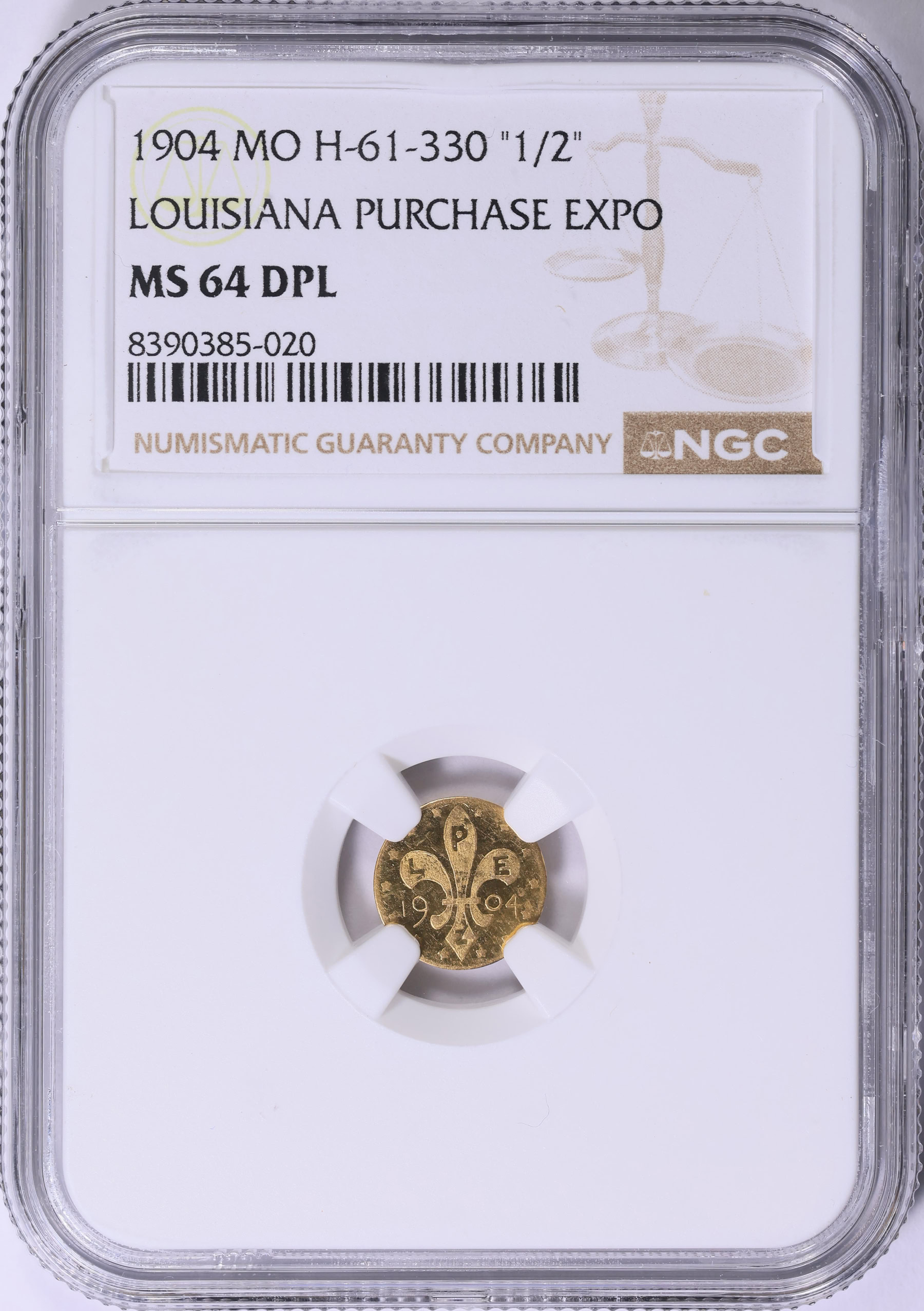 1904 Gold 1/2 Louisiana Purchase Expo Token H-61-330 NGC MS-64 DPL