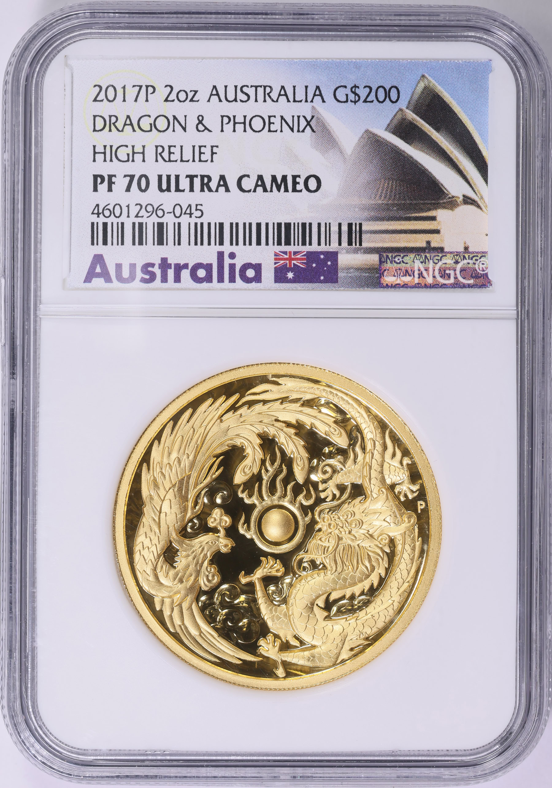 Australia 2017-P Gold $200 Phoenix and Dragon Gold 2oz High Relief