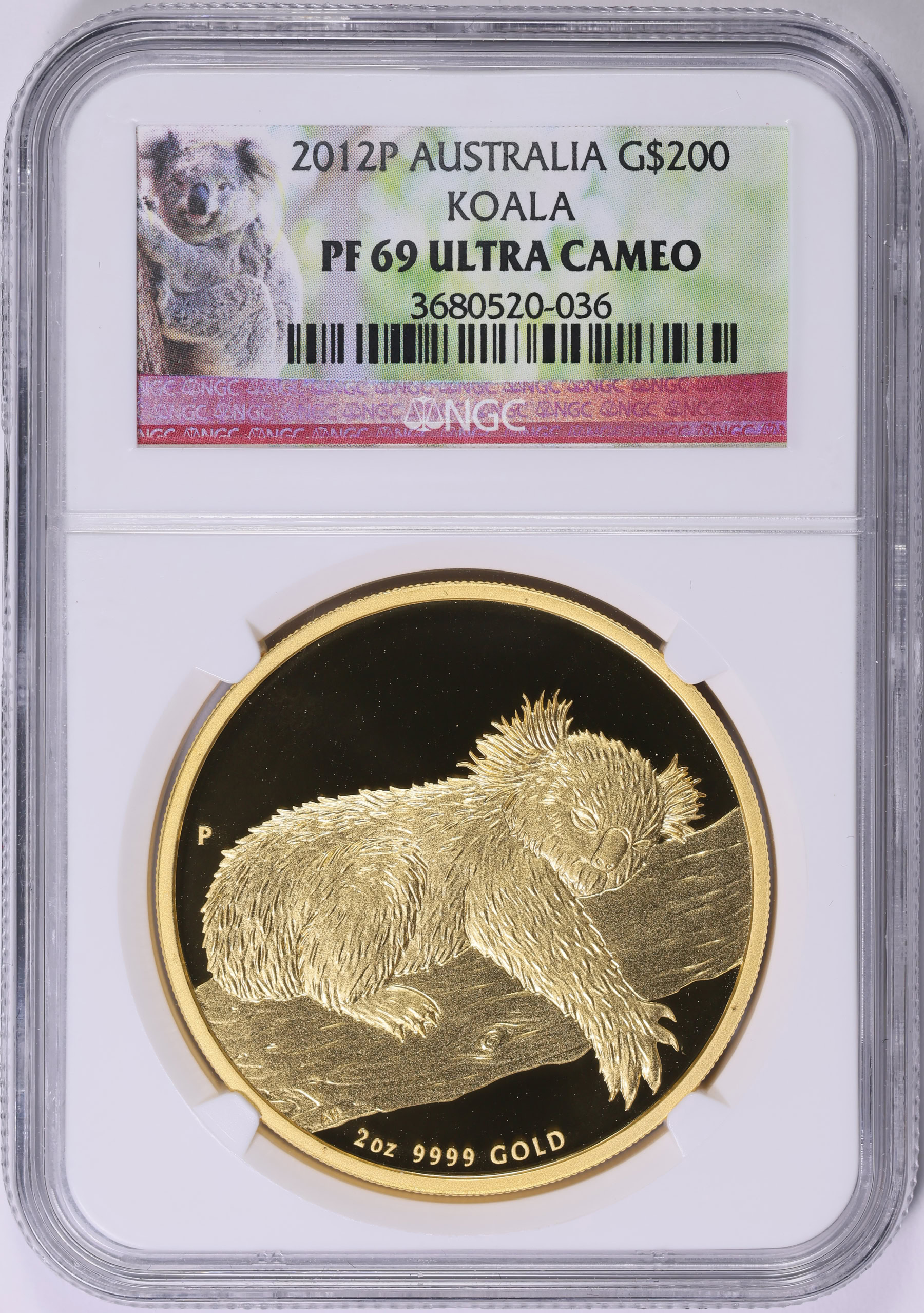 Australia 2012-P Gold $200 Koala NGC Proof-69 UC (AGW = 1.98 oz