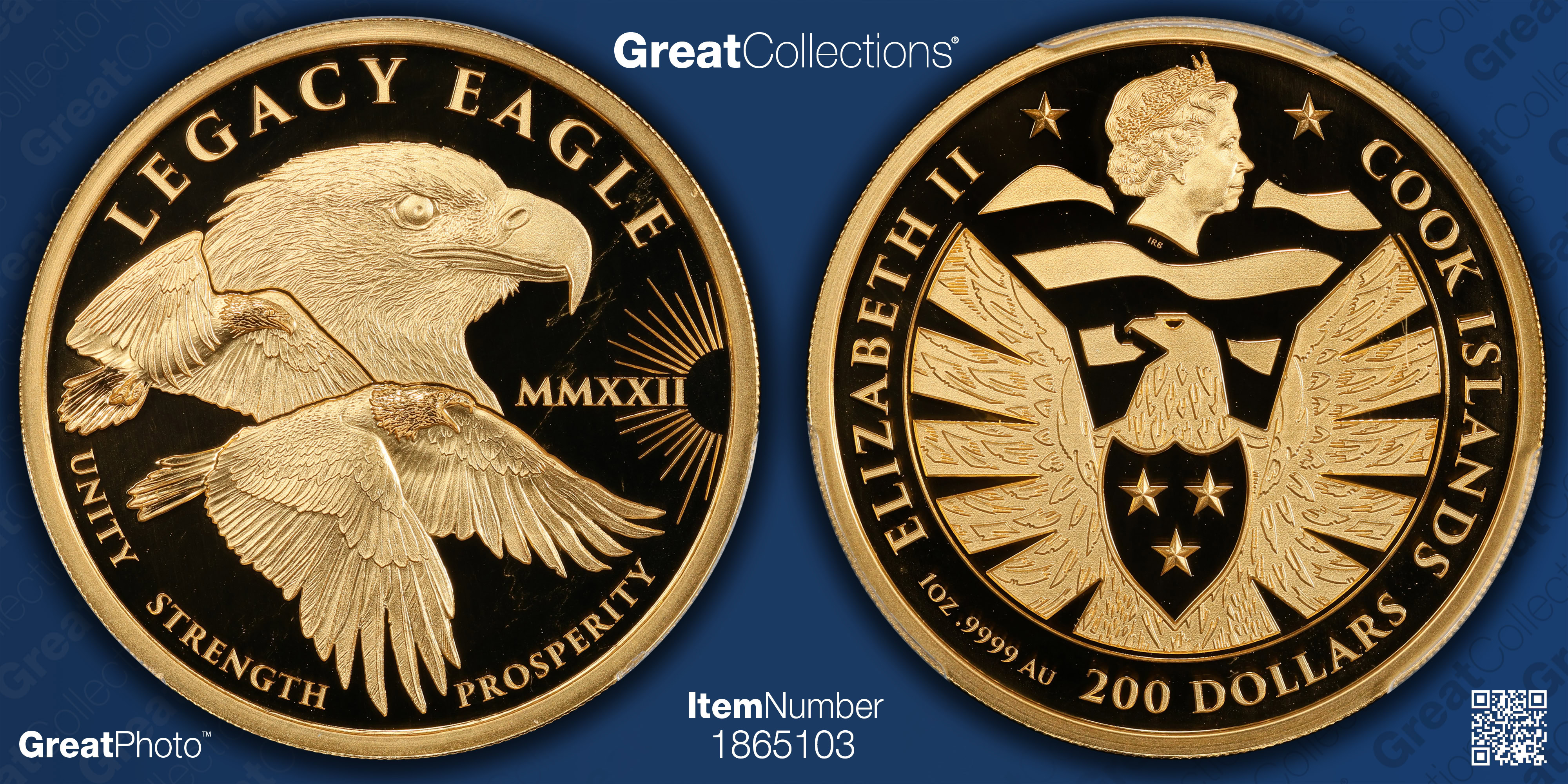 Cook Eagle Cook Islands 2022 Gold $200 Legacy Eagle First Day of Issue Legacy ...