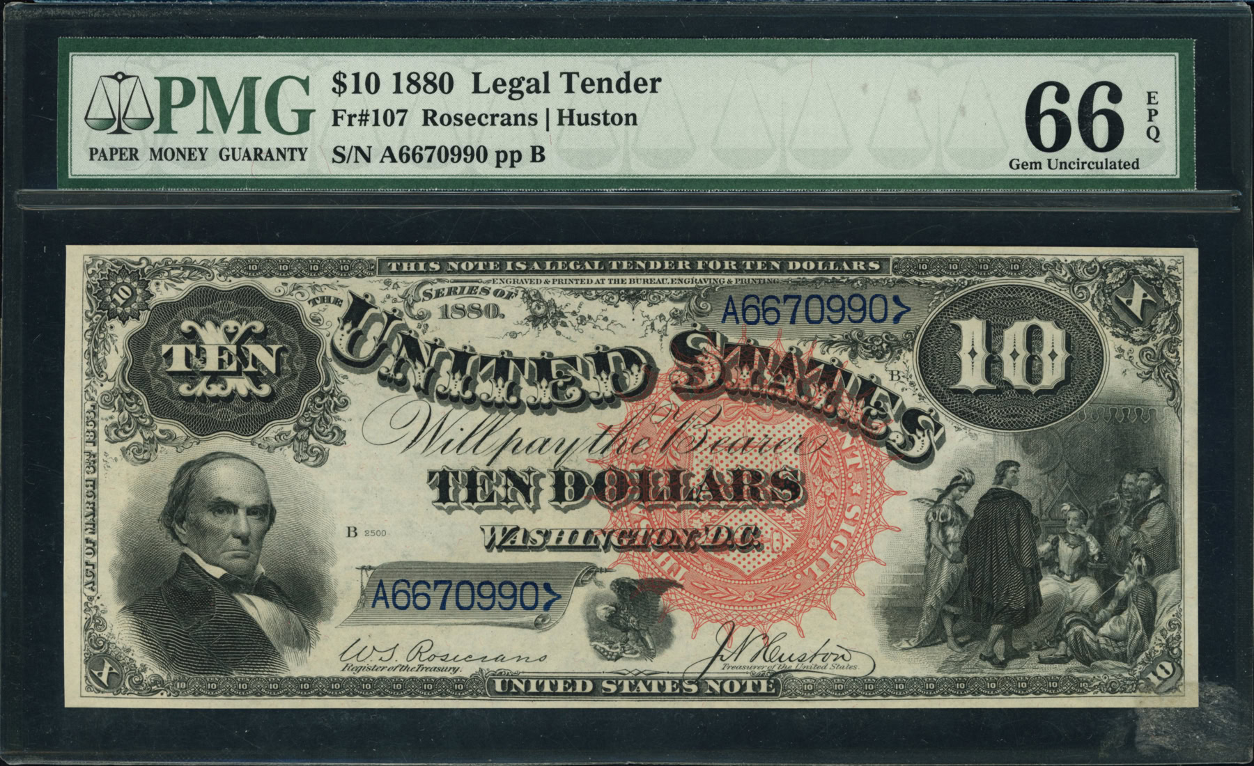 Fr. 107 1880 $10 Legal Tender Note Rosecrans / Huston PMG Gem ...