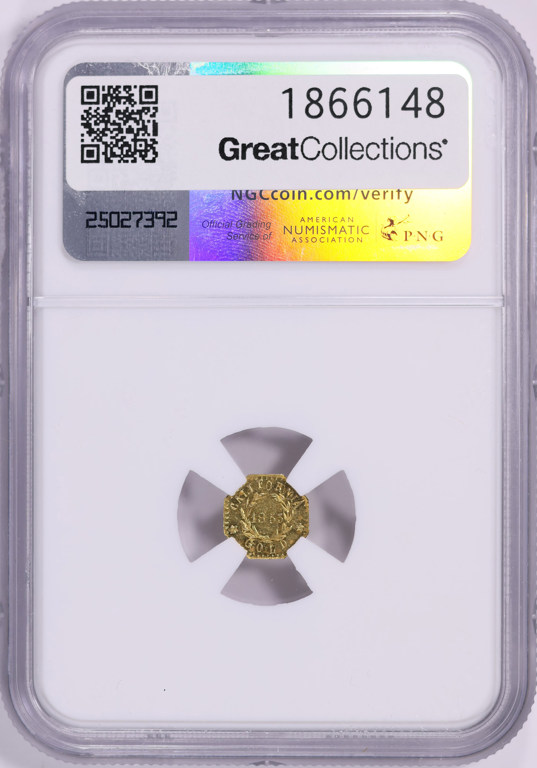 1853-Dated California Fractional Gold Token Indian - Wreath #5, 16