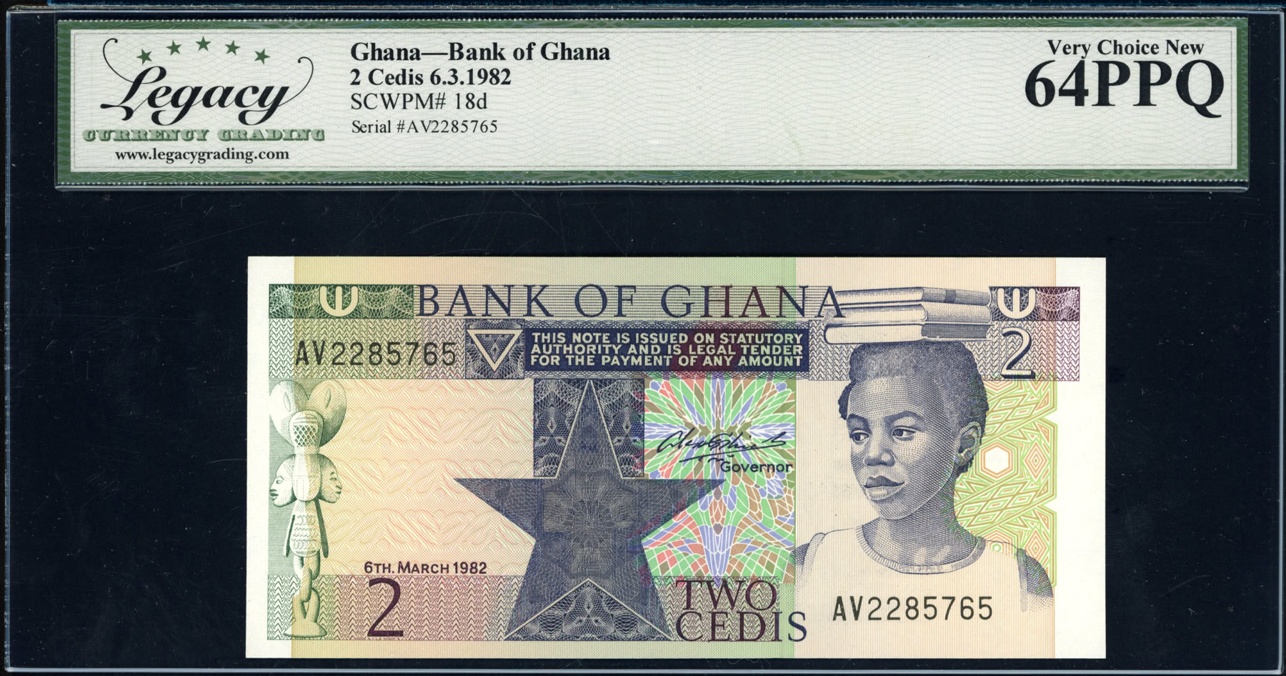 Ghana 1982 2 Cedis Bank of Ghana Note SCWPM-18d Legacy Very Choice New ...