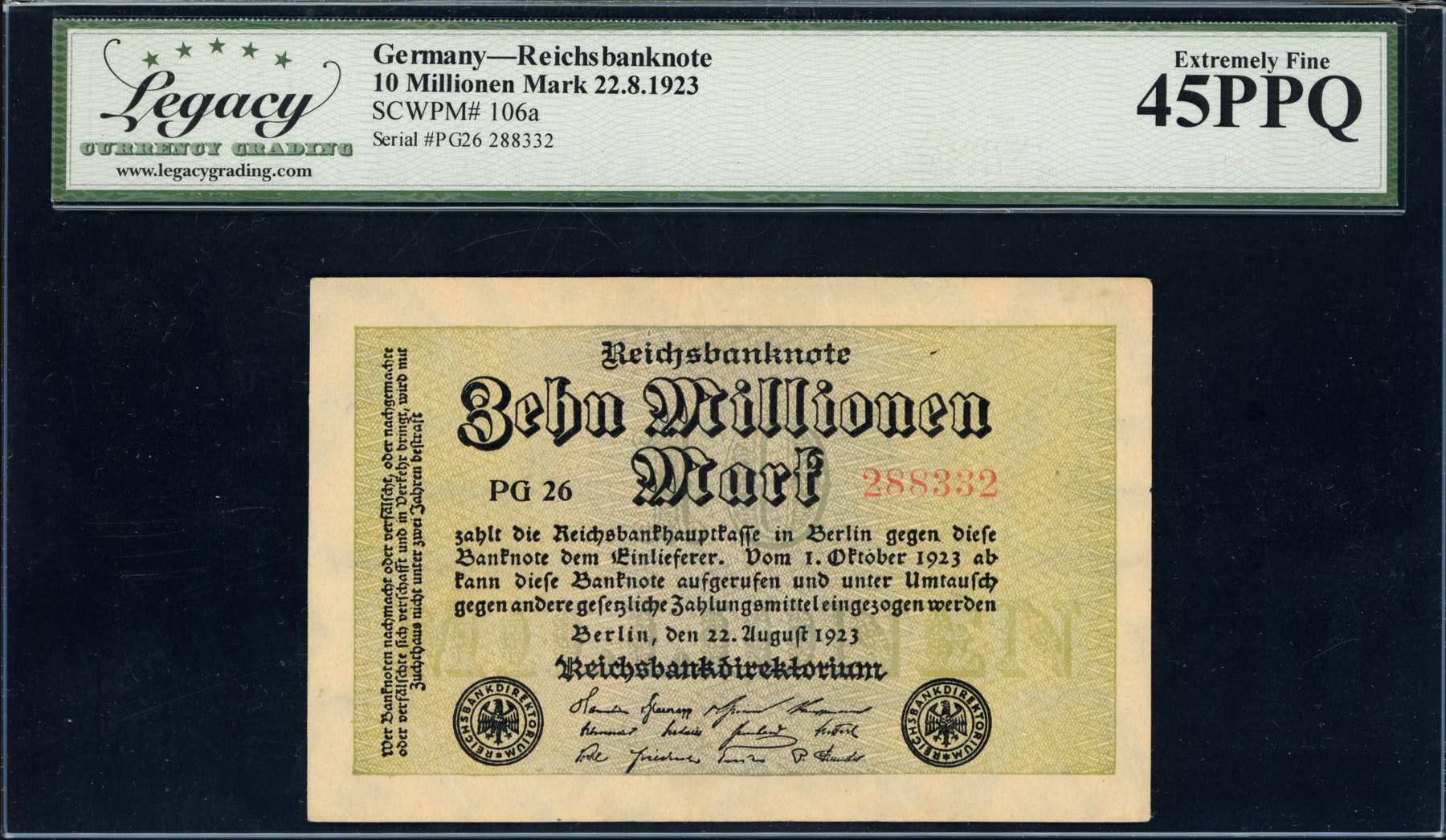 Germany 1923 10,000,000 Marks Reichsbanknote Note SCWPM-106a Legacy ...