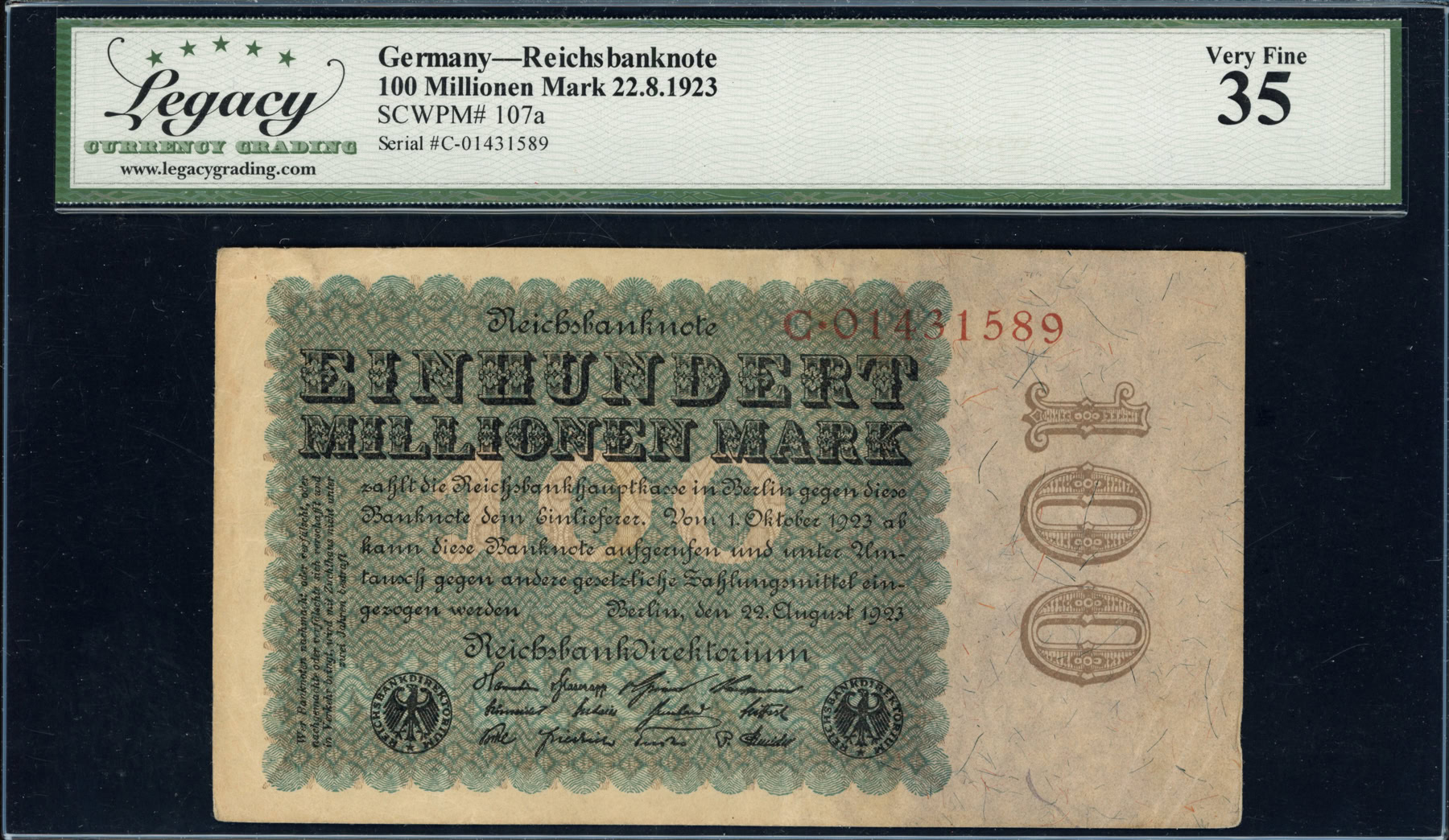 Germany 1923 10,000,000 Marks Reichsbanknote Note SCWPM-107a Legacy ...