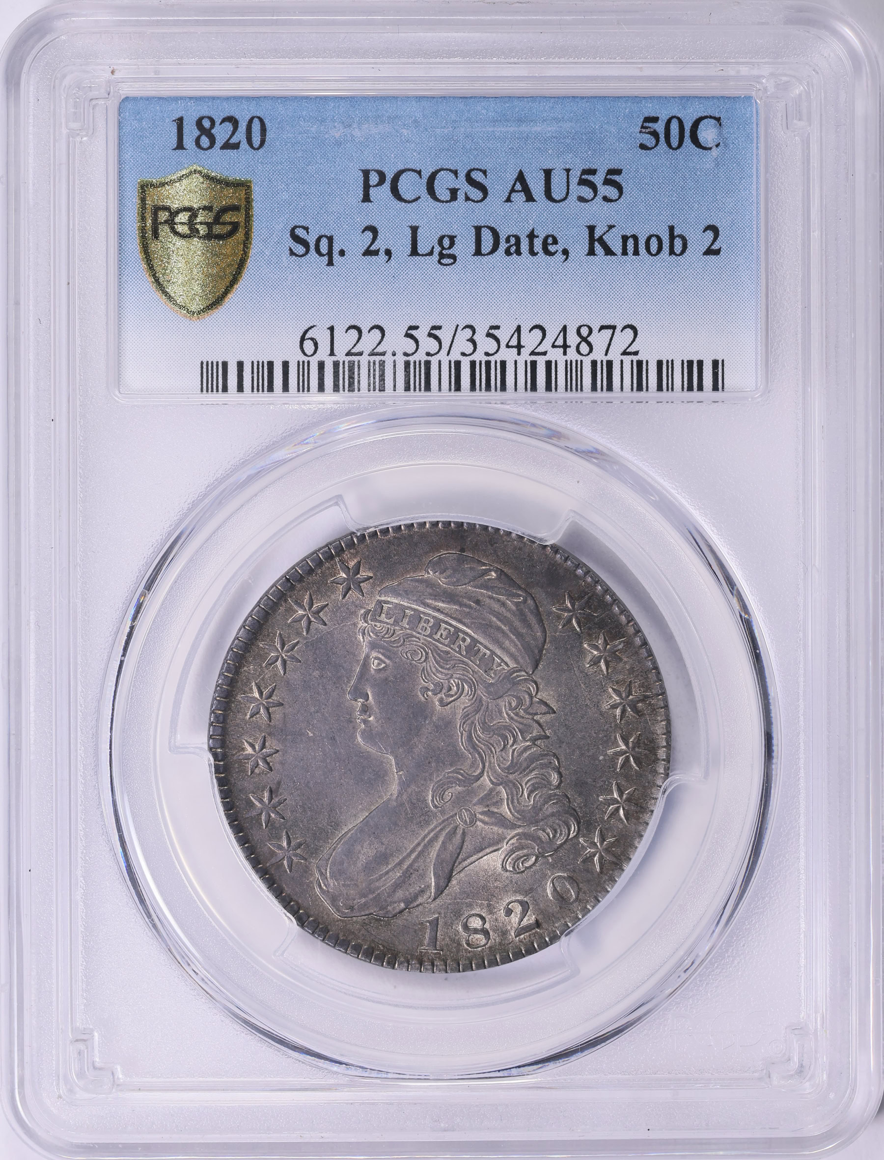 1820 Capped Bust Half Dollar Square 2, Knob 2, Large