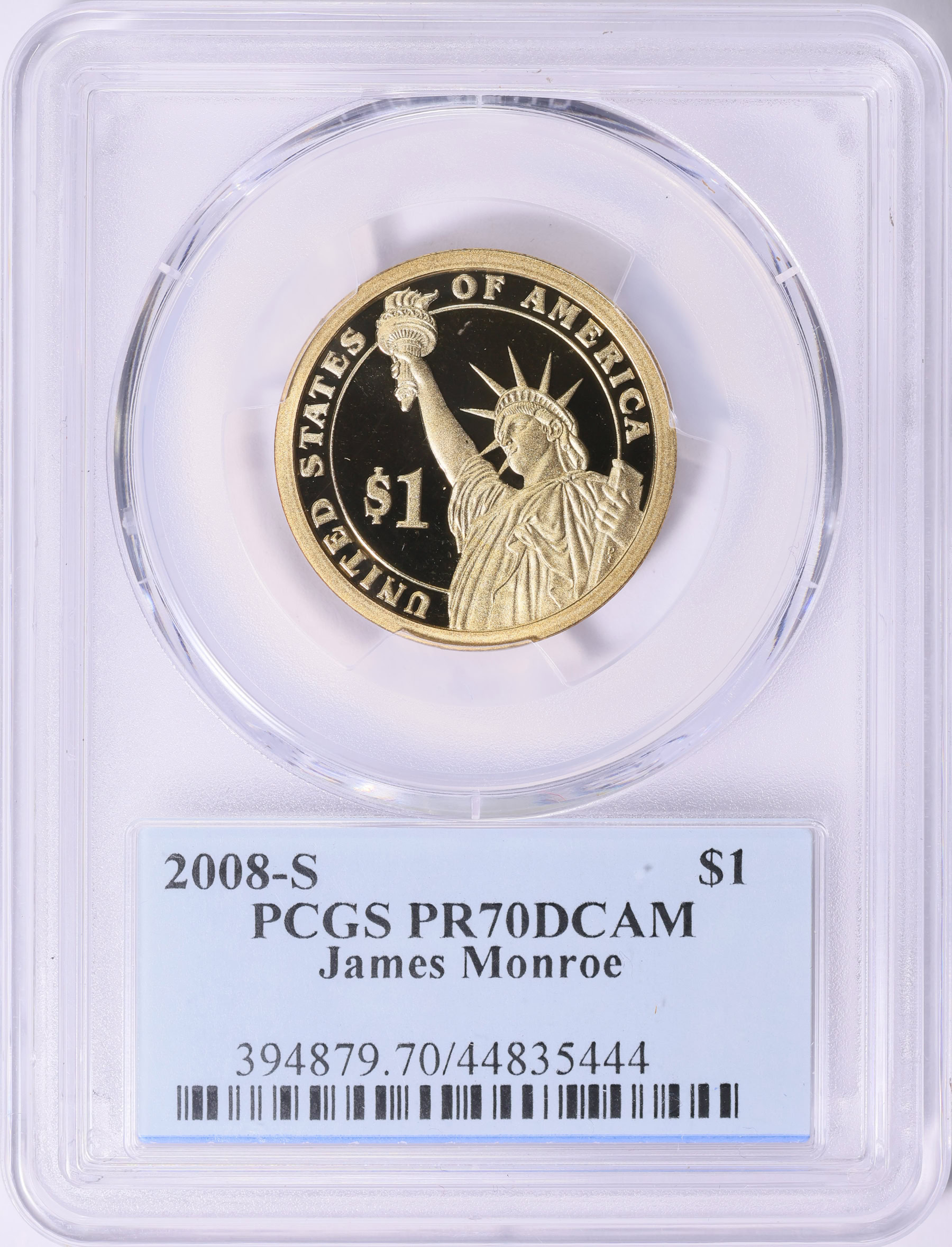 2008-S Presidential Dollar James Monroe PCGS Proof-70 DCAM (Portrait ...