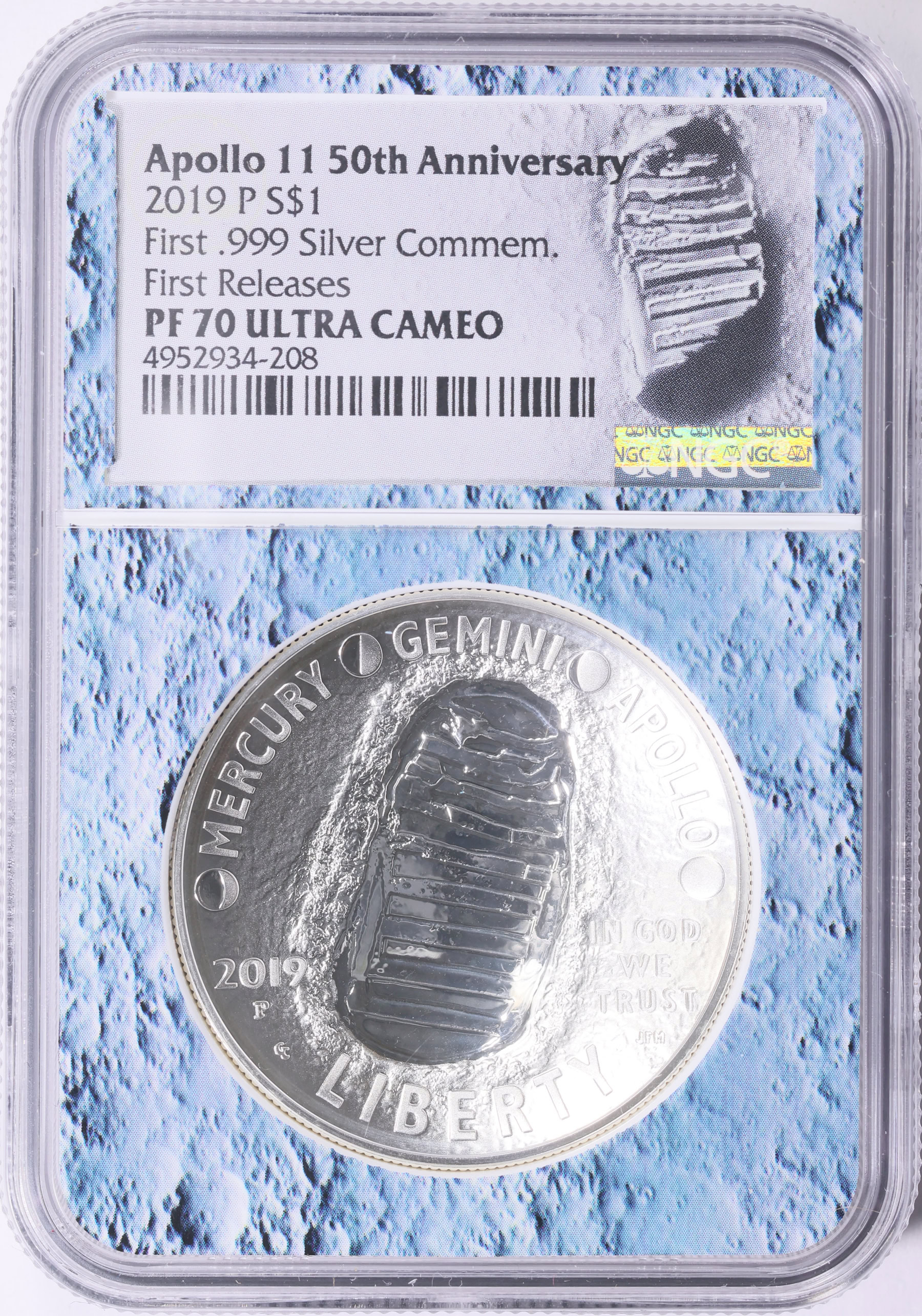 2019-P Apollo 11 50th Anniversary Silver Dollar First Releases NGC