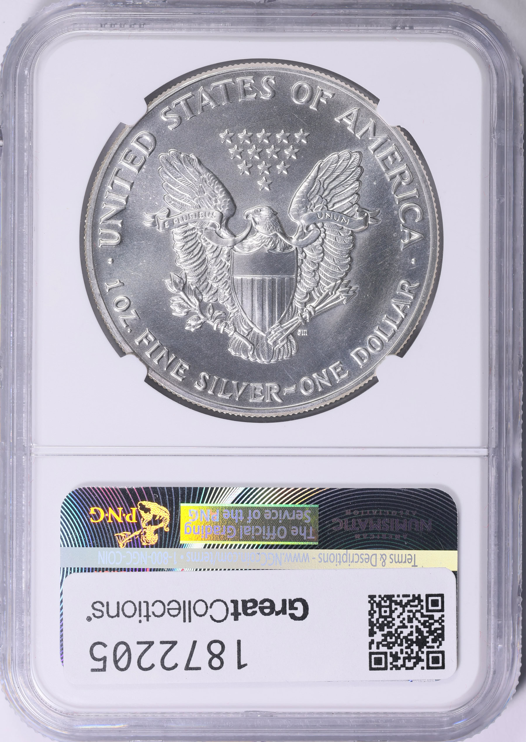 1992 $1 Silver Eagle NGC MS-70 (Item 1872205) | GreatCollections Coin ...