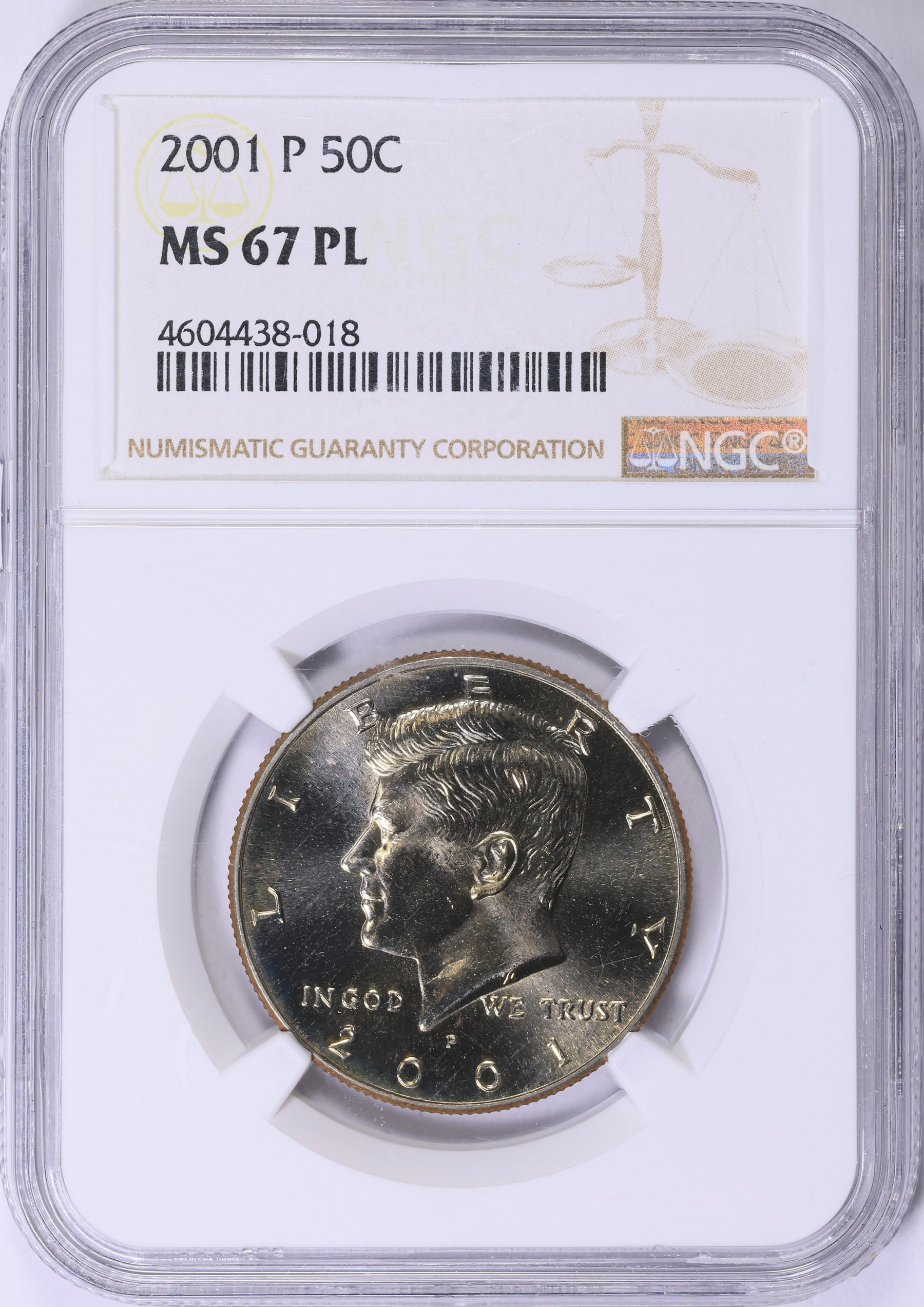 2001-P Kennedy Half Dollar NGC MS-67 PL | NGC Cert #4604438-018