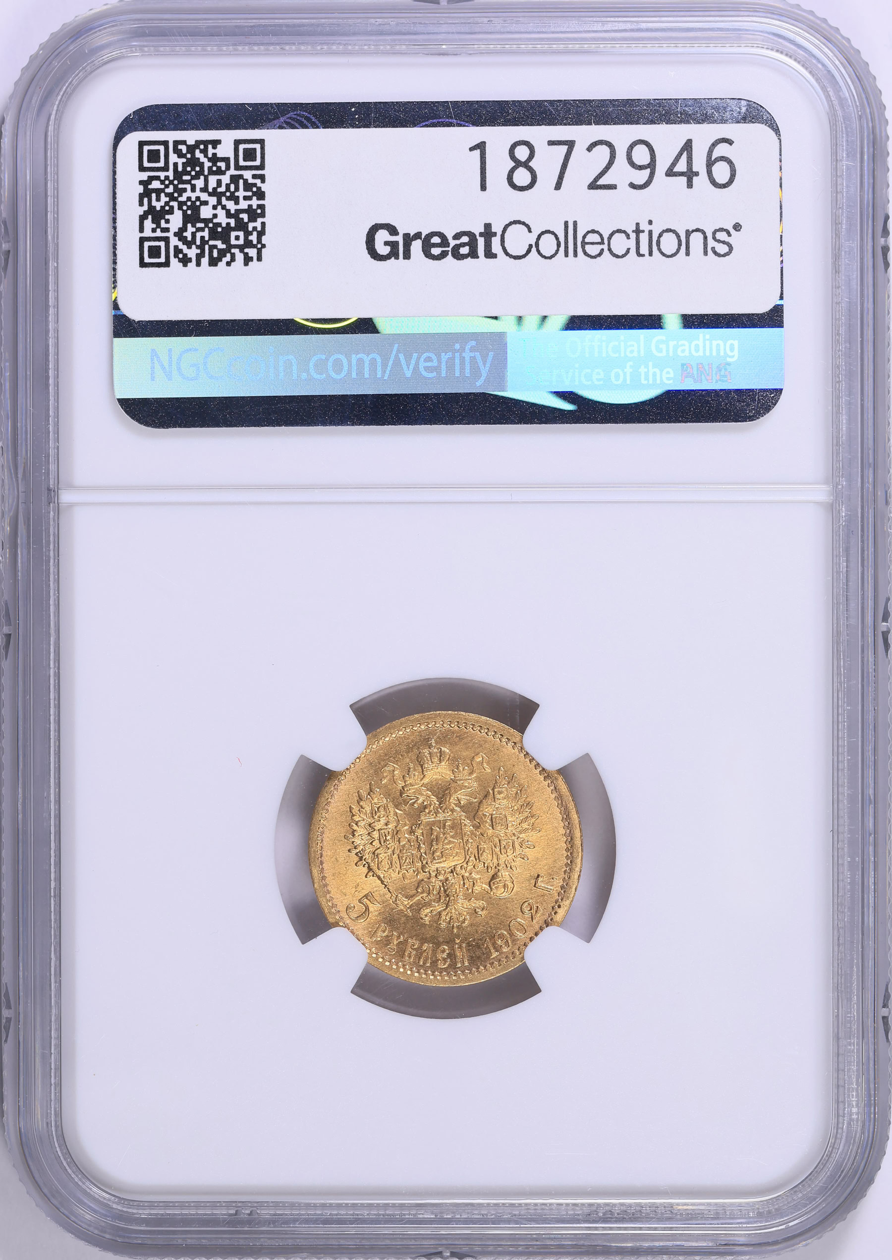 Russia 1902-AP Gold 5 Roubles Y-62 NGC MS-68 (AGW = 0.1245 Oz