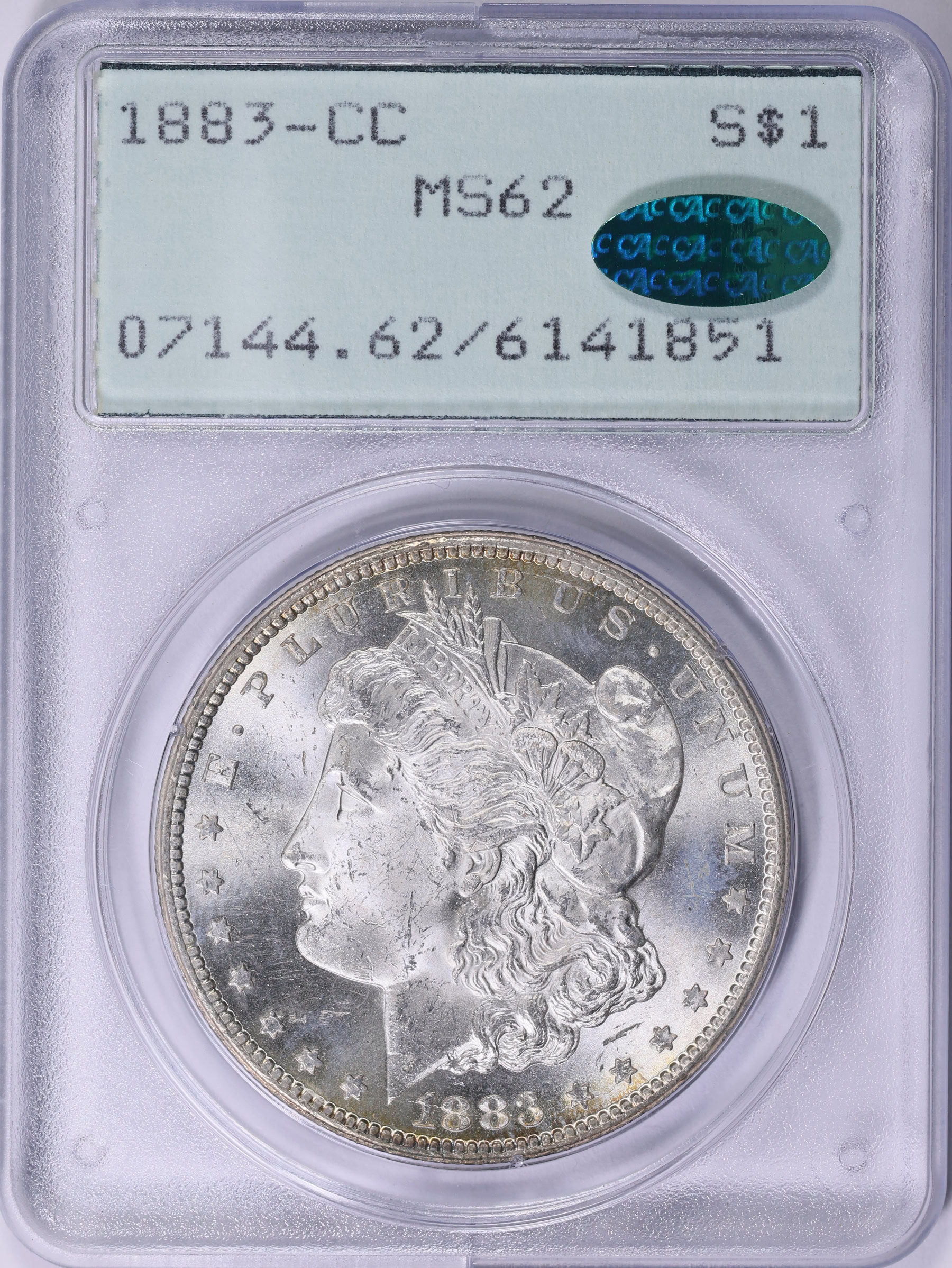 1883-CC Morgan Silver Dollar PCGS MS-62 (CAC Green) OGH (1st Gen
