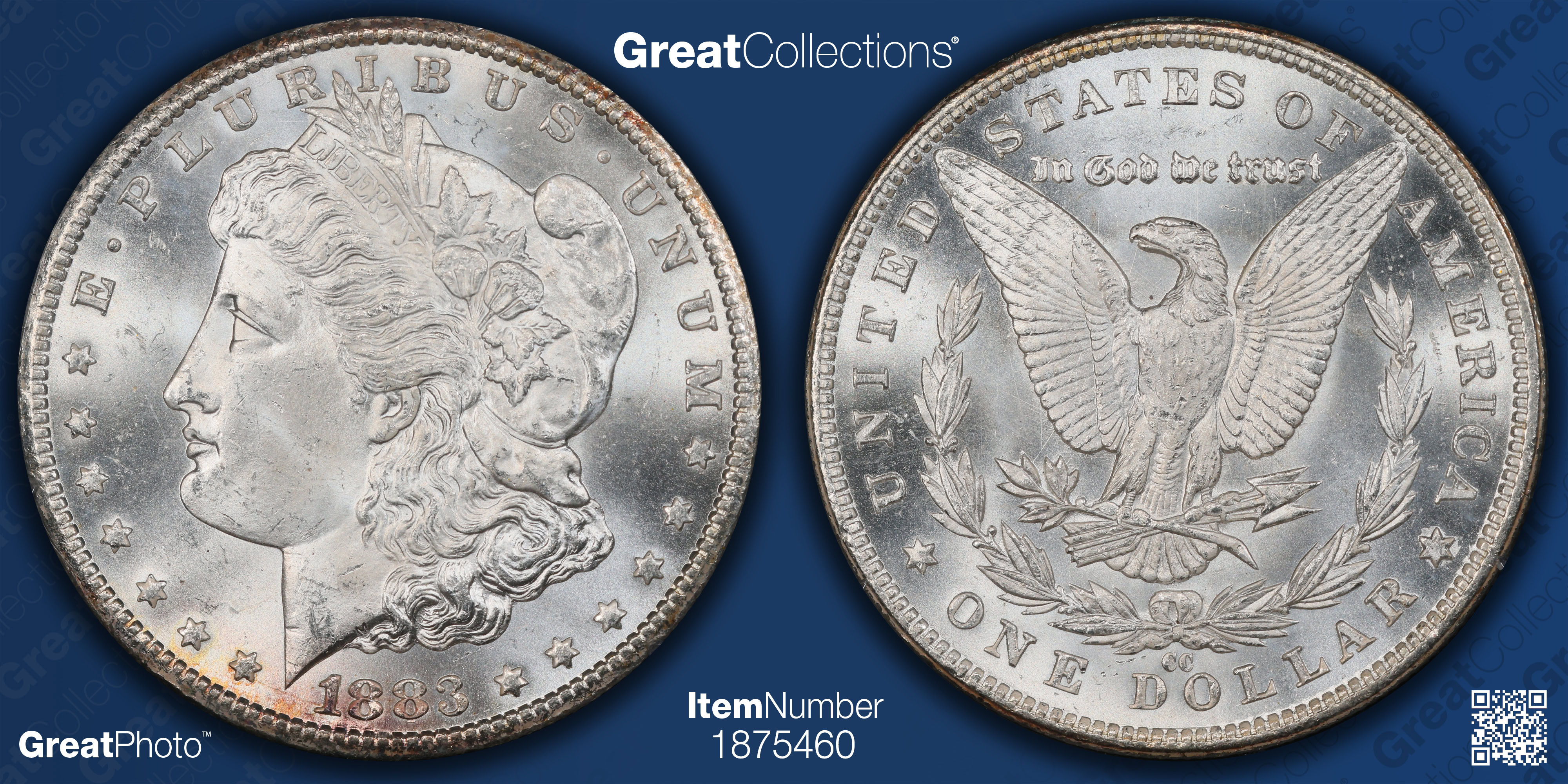 1883-CC Morgan Silver Dollar PCGS MS-64 (CAC Green) OGH (1st Gen