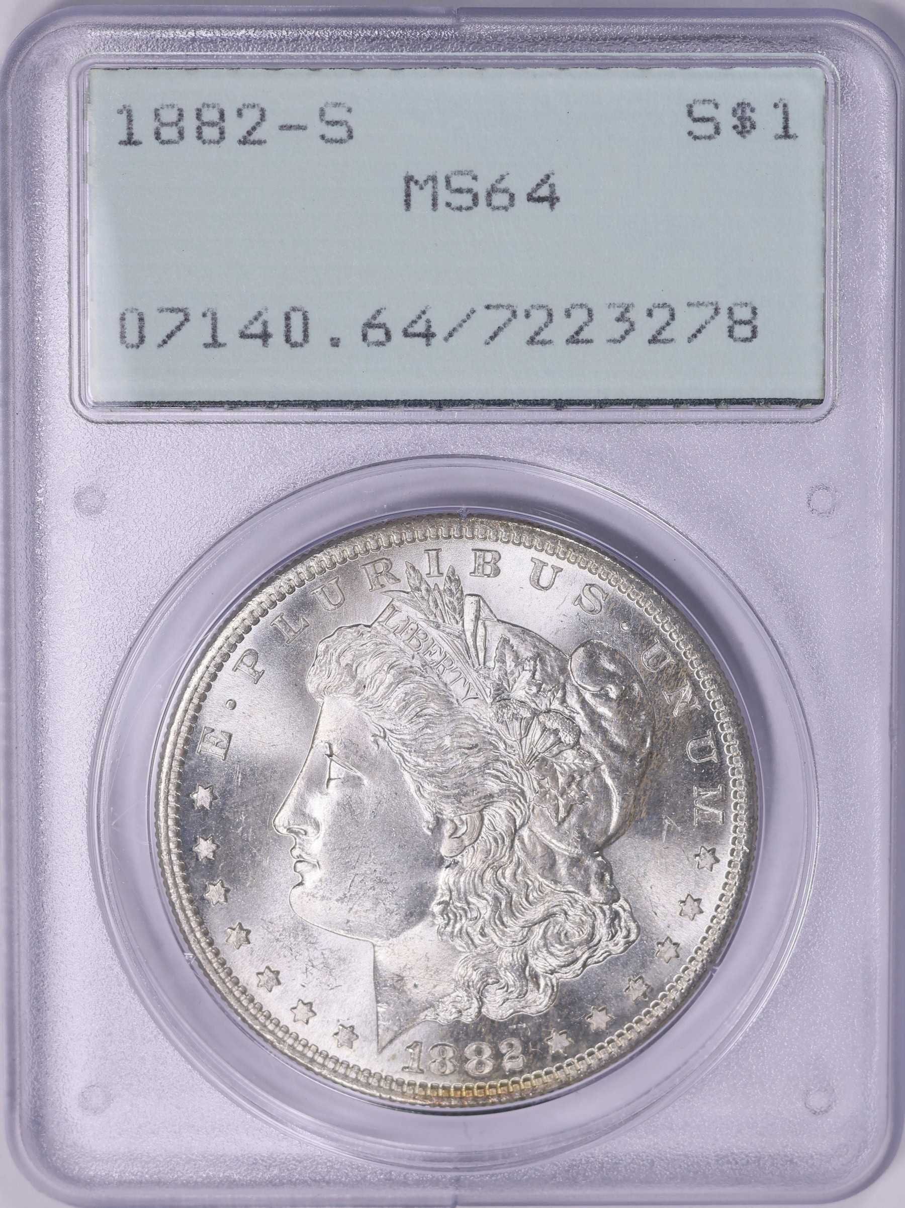 1882-S Morgan Silver Dollar PCGS MS-64 OGH (1st Gen) (Item 1875477