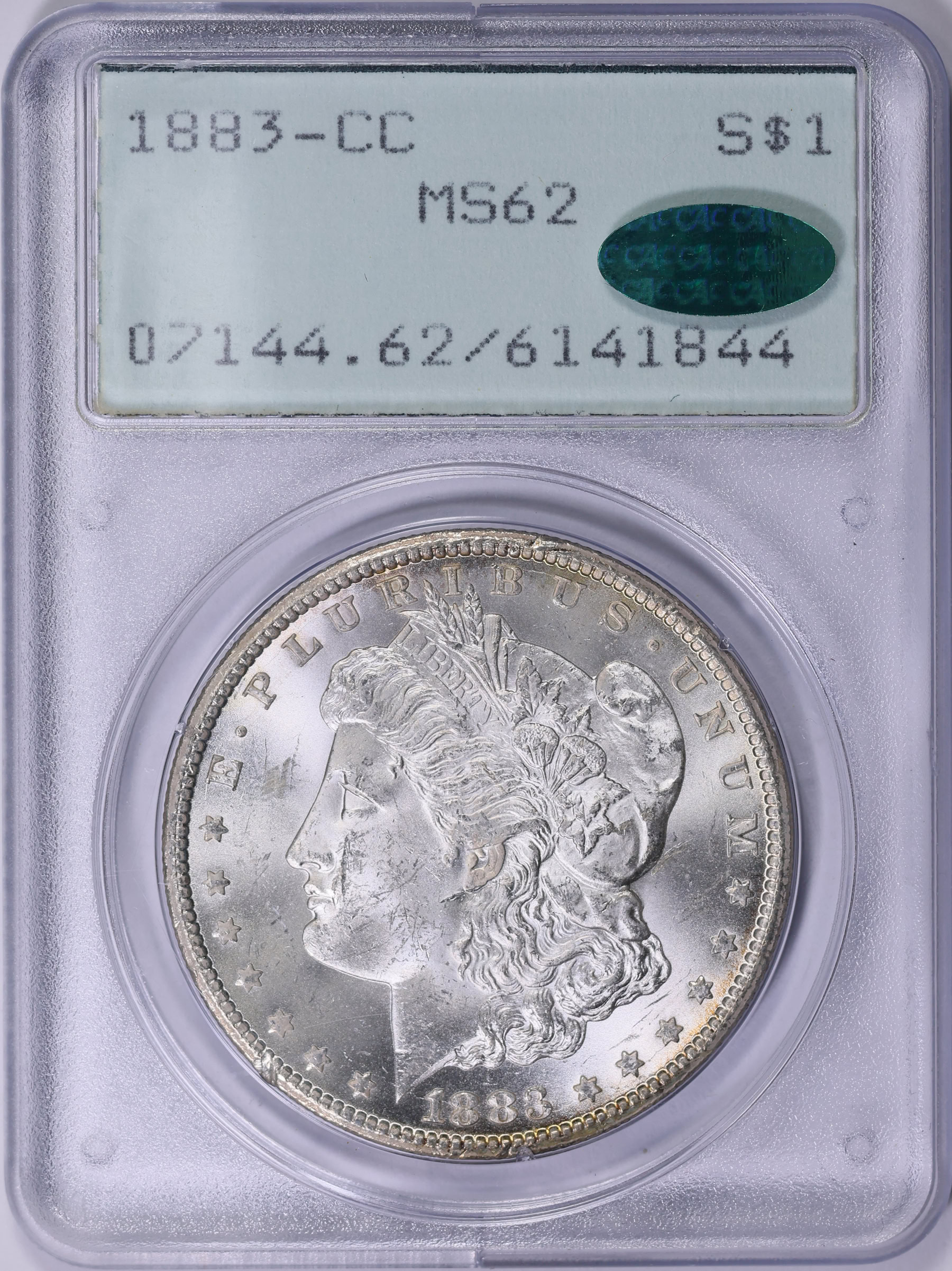 1883-CC Morgan Silver Dollar PCGS MS-62 (CAC Green) OGH (1st Gen