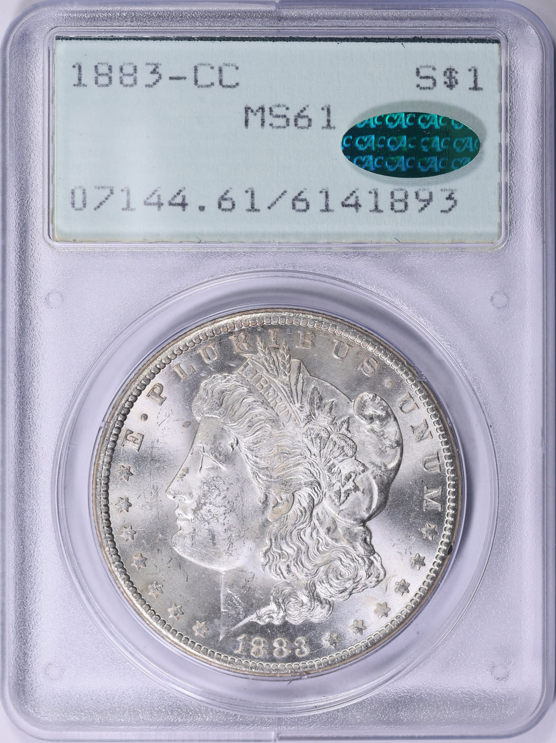 1883-CC Morgan Silver Dollar PCGS MS-61 (CAC Green) OGH (1st Gen