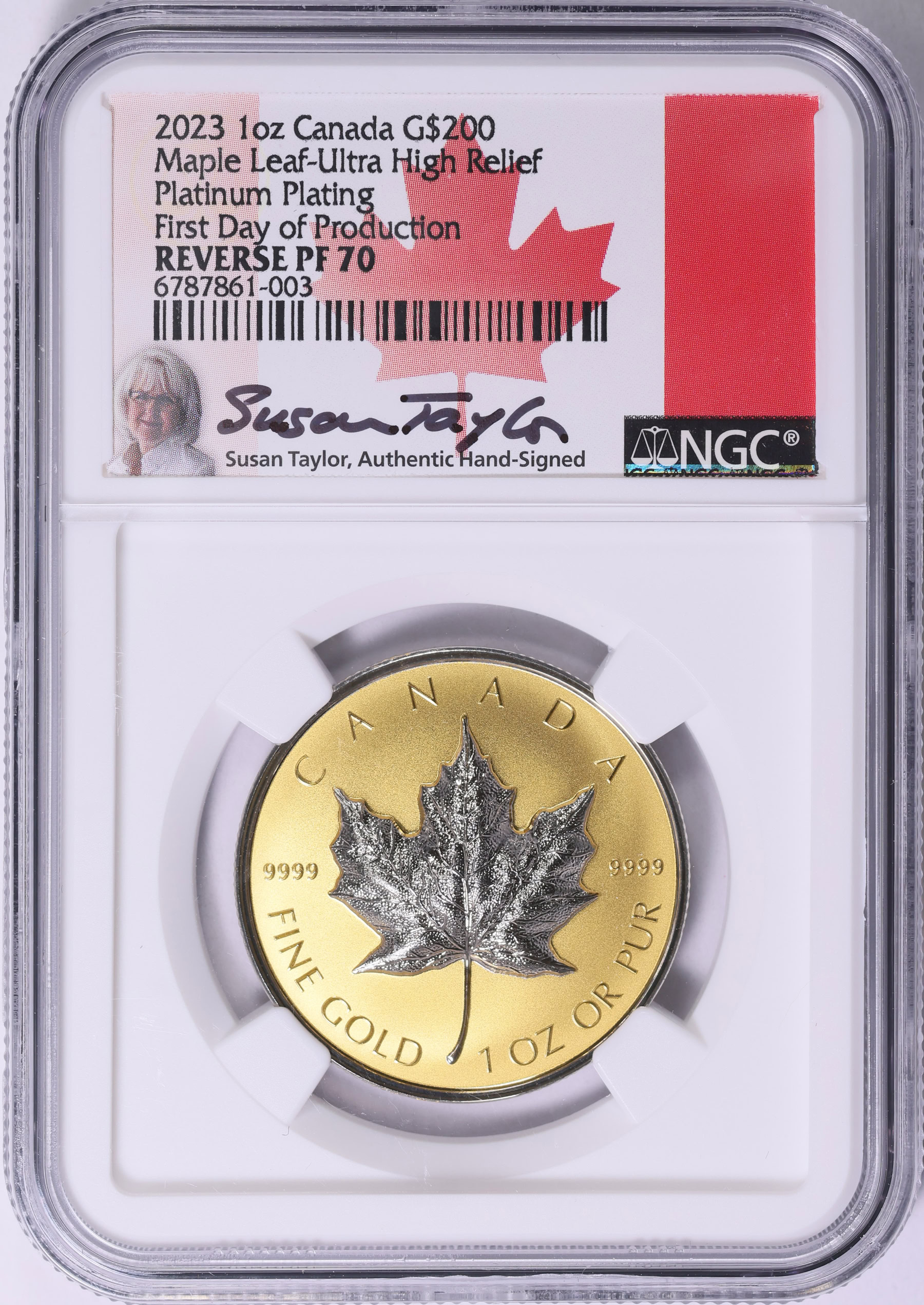 Canada 2023 Gold $200 Maple Leaf Ultra High Relief Platinum