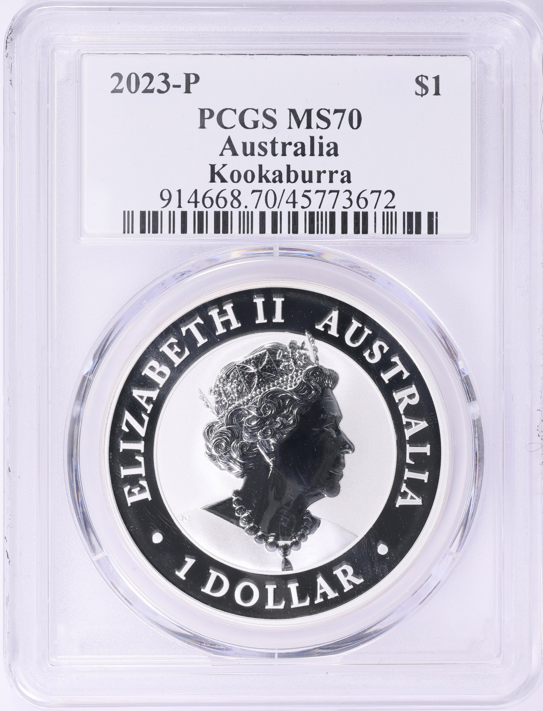 Australia 2023-P Silver Dollar Kookaburra KM-4538 PCGS MS-70