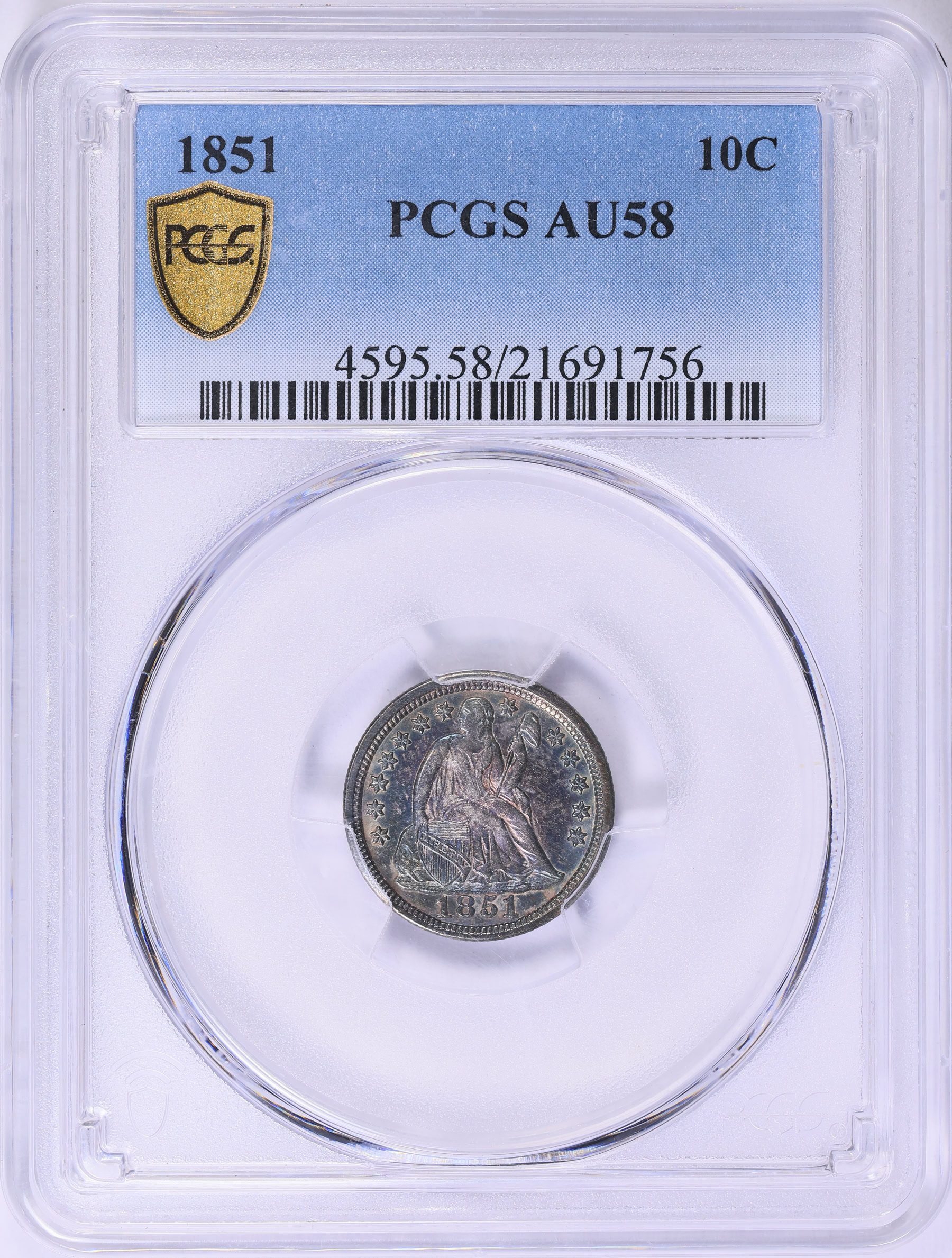 1851 Seated Liberty Dime PCGS AU-58 (Toned) (Item 1876649 ...