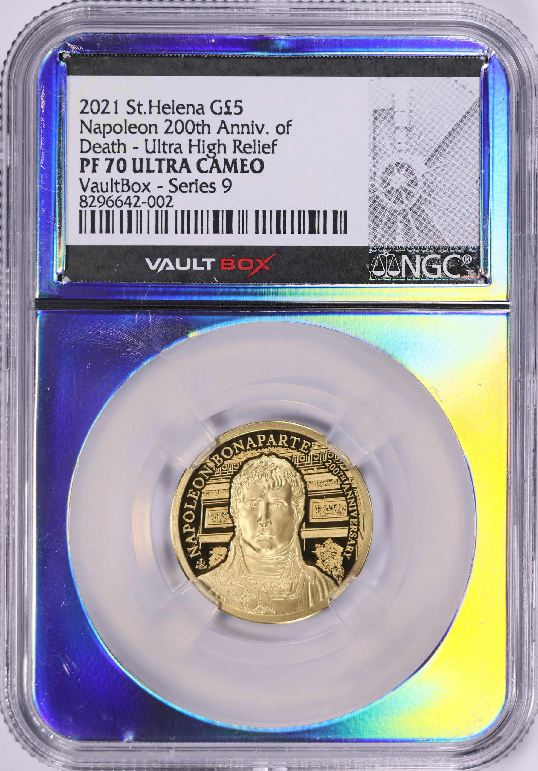 St. Helena 2021 Gold £5 Napoleon Bonaparte 200th Anniversary of