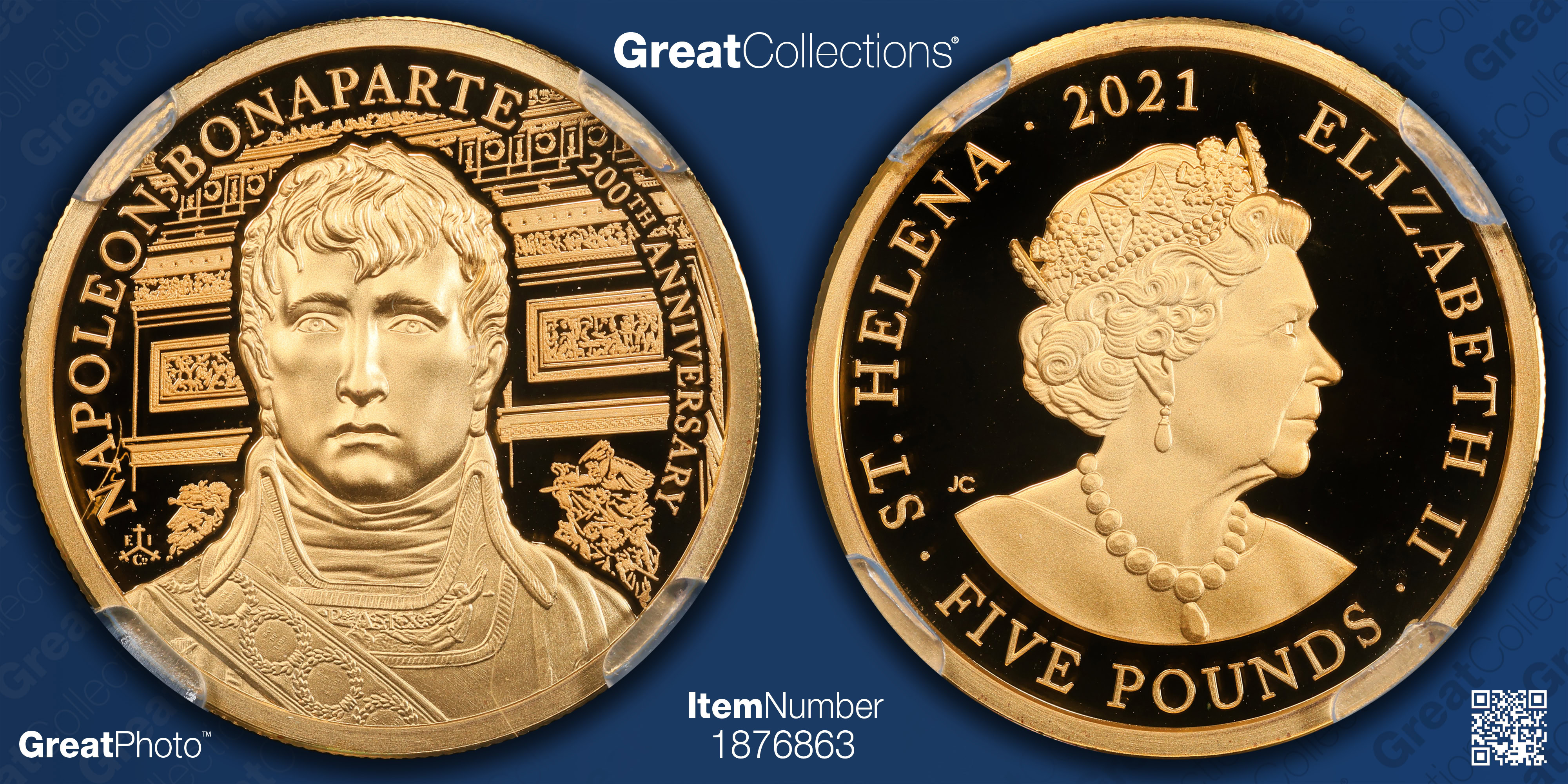 St. Helena 2021 Gold £5 Napoleon Bonaparte 200th Anniversary of