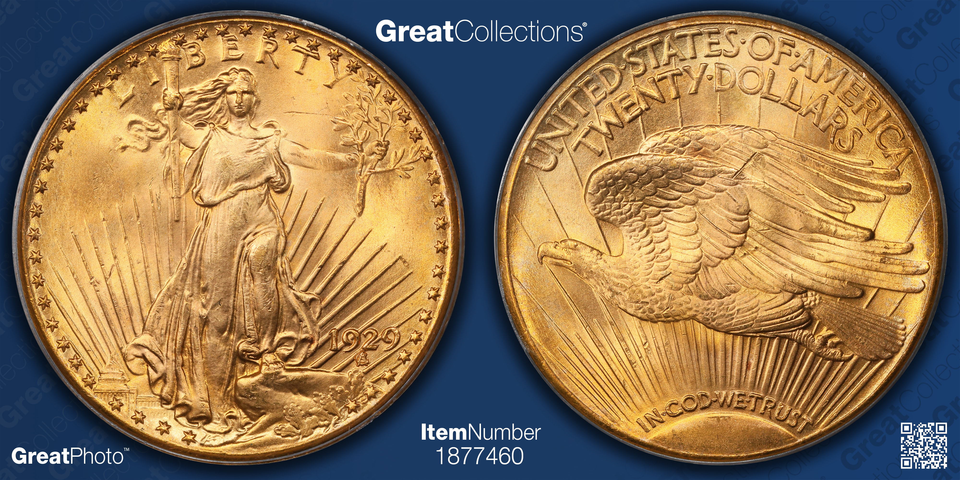 1929 Saint-Gaudens Gold Double Eagle PCGS MS-65 (CAC Green) (Item
