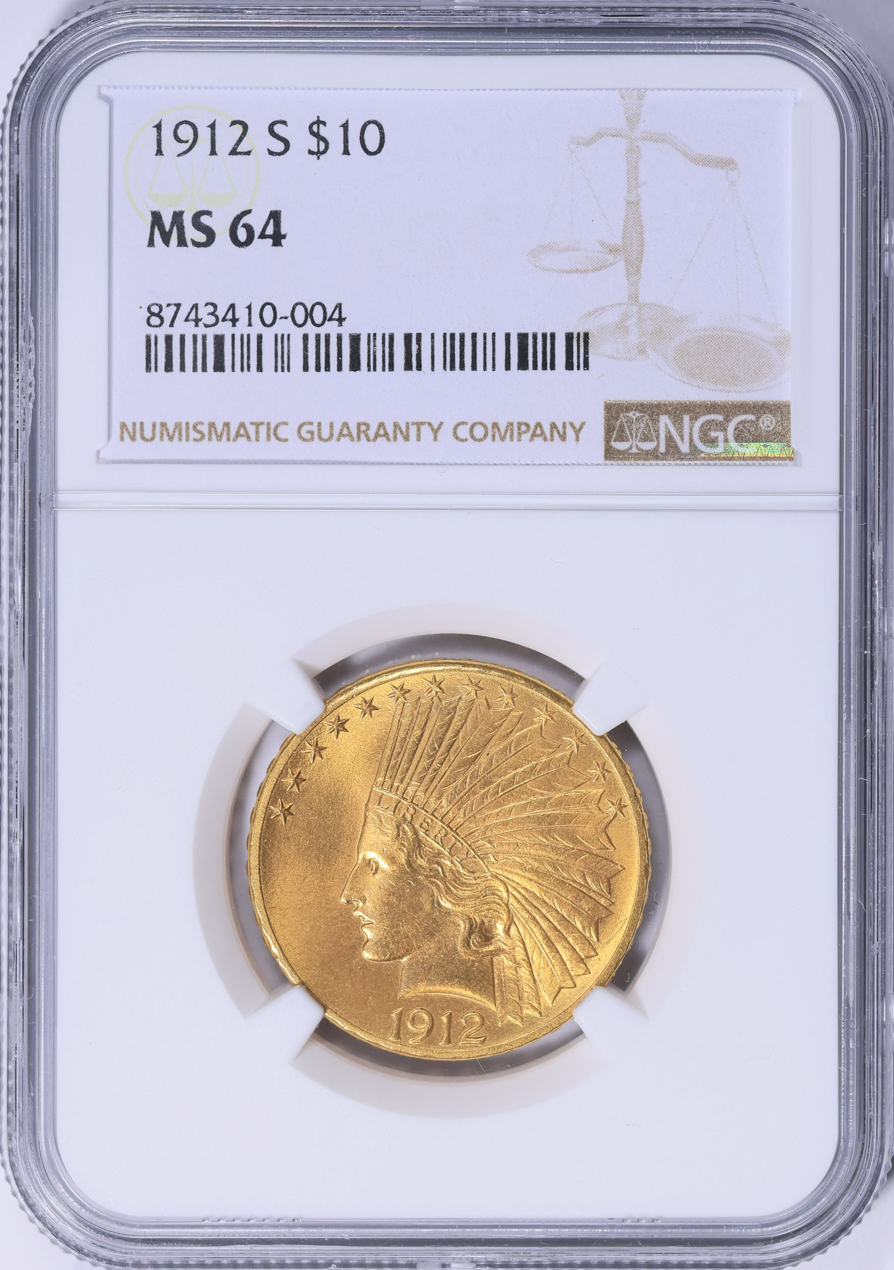 1912-S Indian Gold Eagle NGC MS-64 (Item 1877493