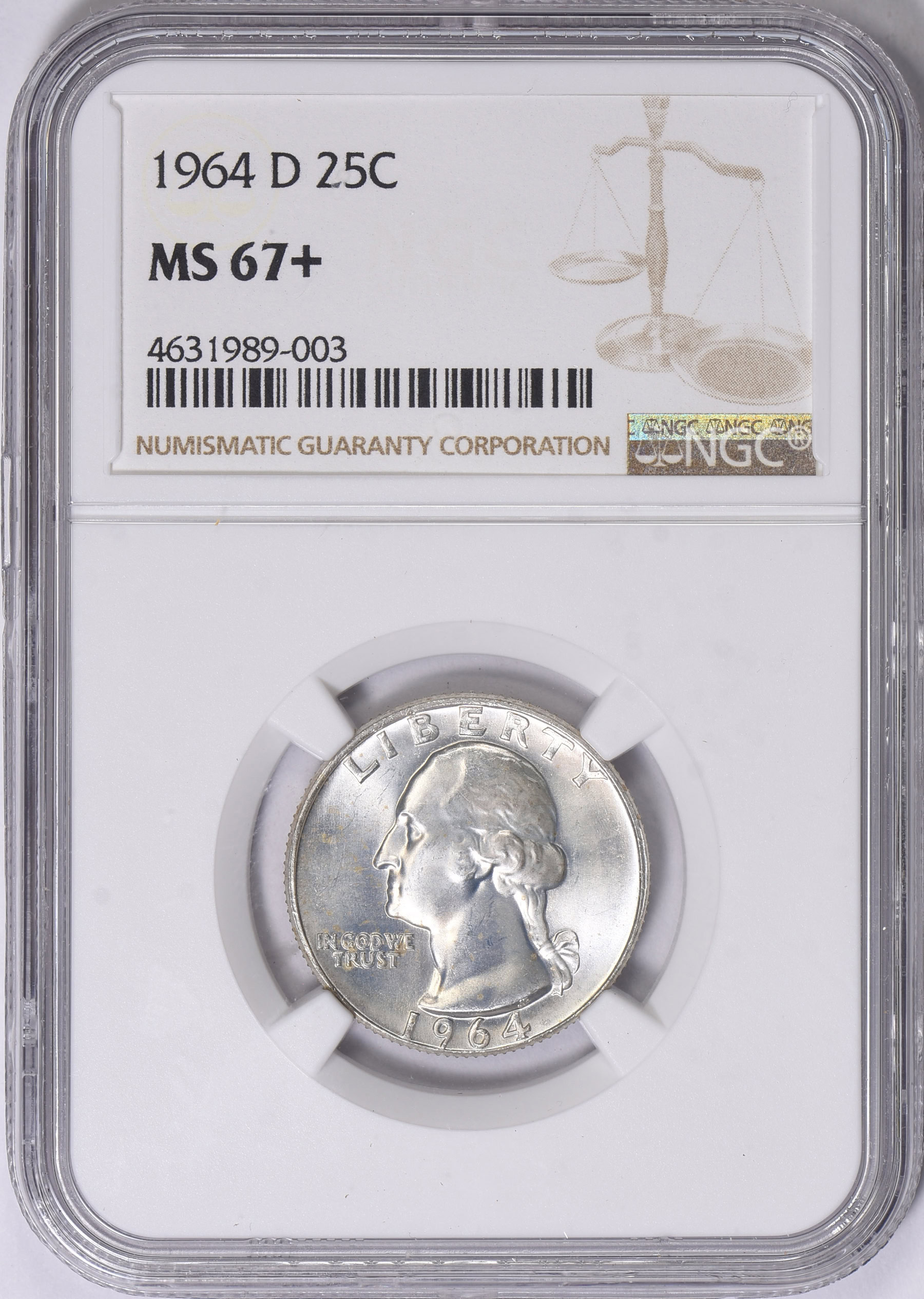 1964-D Washington Quarter NGC MS-67+ (Item 1877900