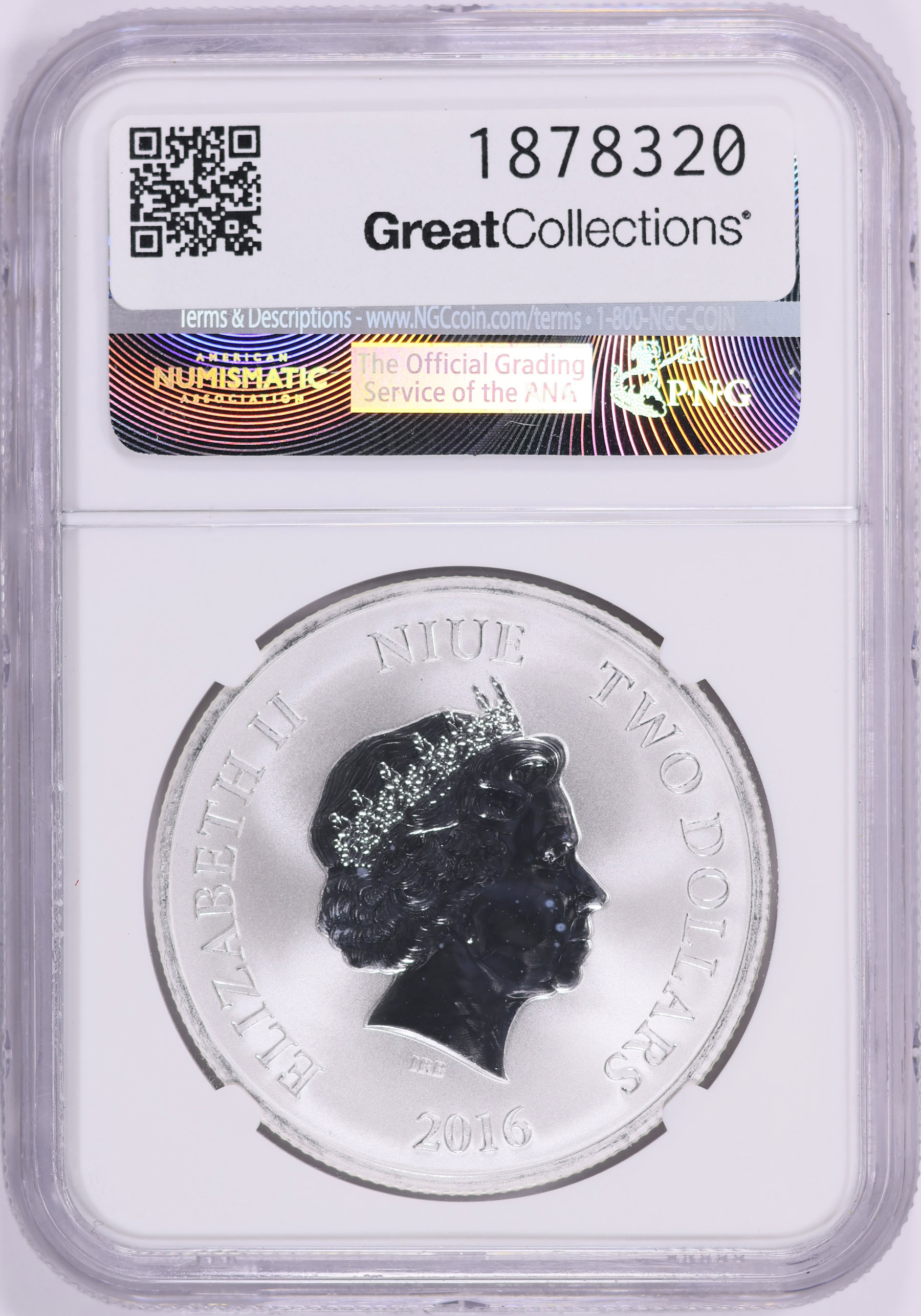 Niue 2016 Silver $2 Year of the Monkey KM-1391 NGC Brilliant Uncirculated |  NGC Cert #4509845-097 | GreatCollections Coin Auctions Item #1878320
