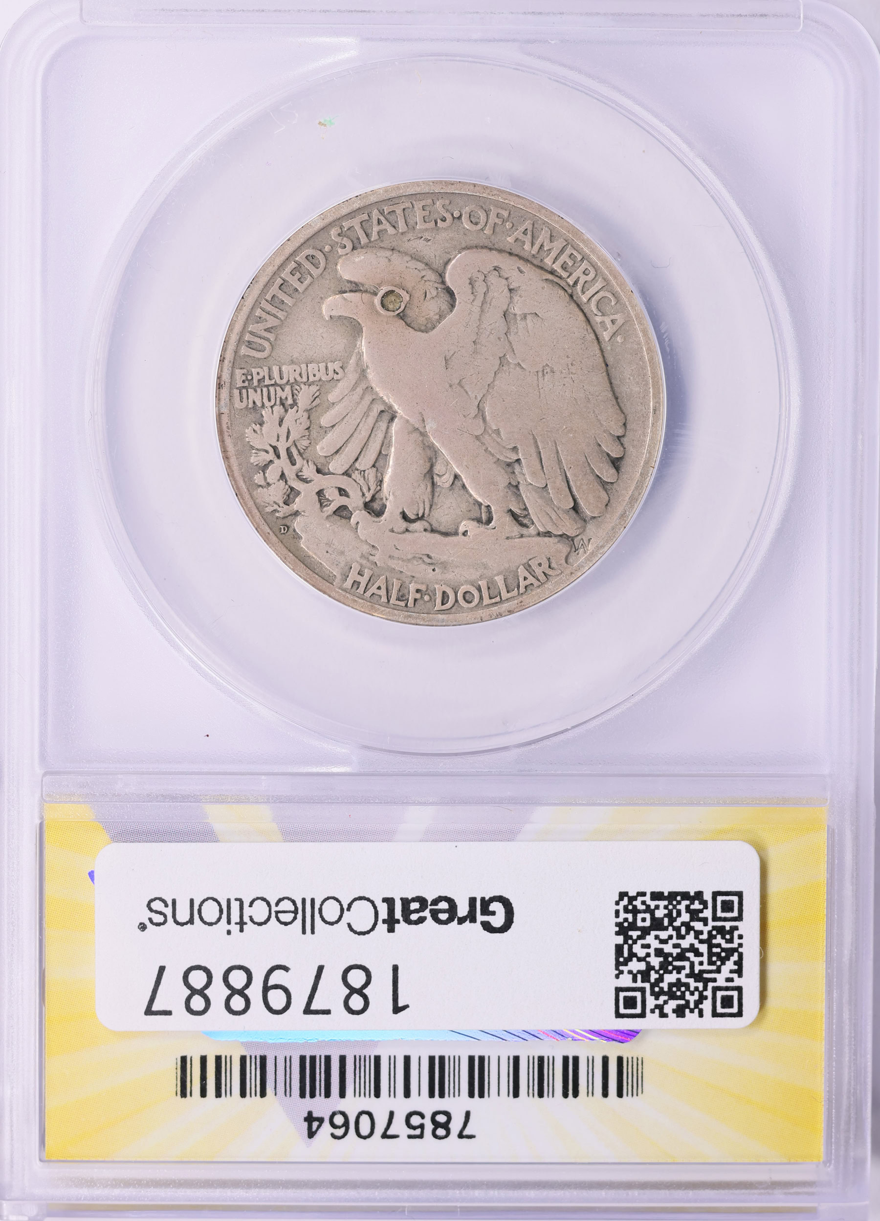 1921-D Walking Liberty Half Dollar ANACS VG-08 Details (Item