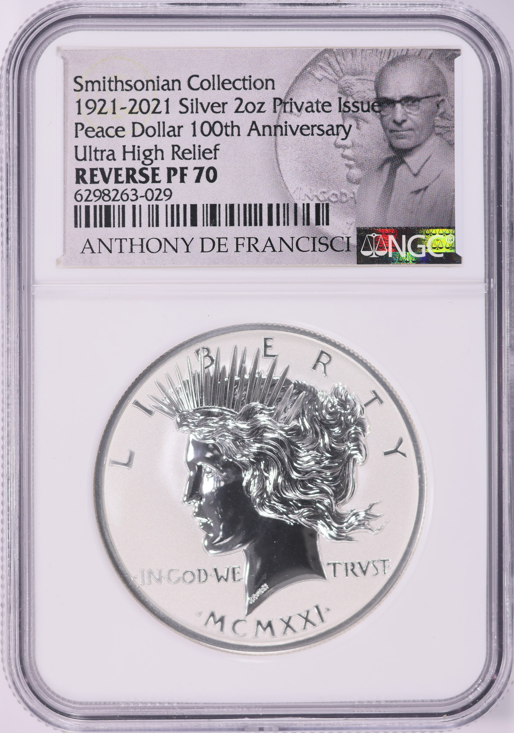1921-2021 Silver 2 oz. Private Issue Peace Dollar 100th