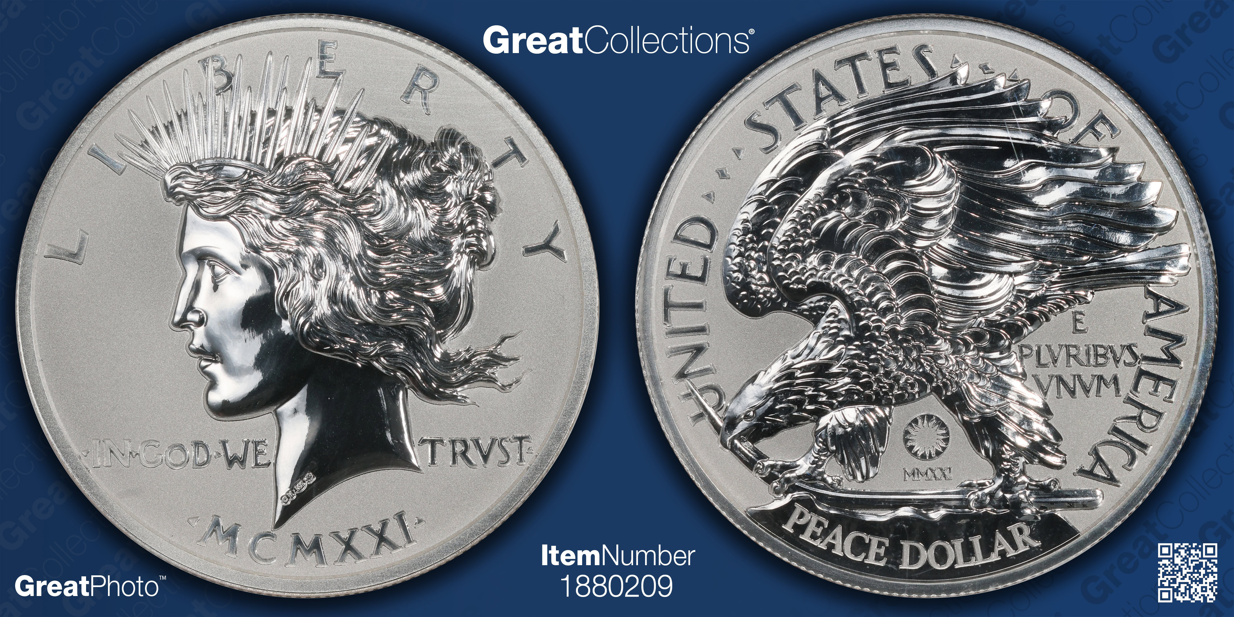 1921-2021 Silver 2 oz. Private Issue Peace Dollar 100th